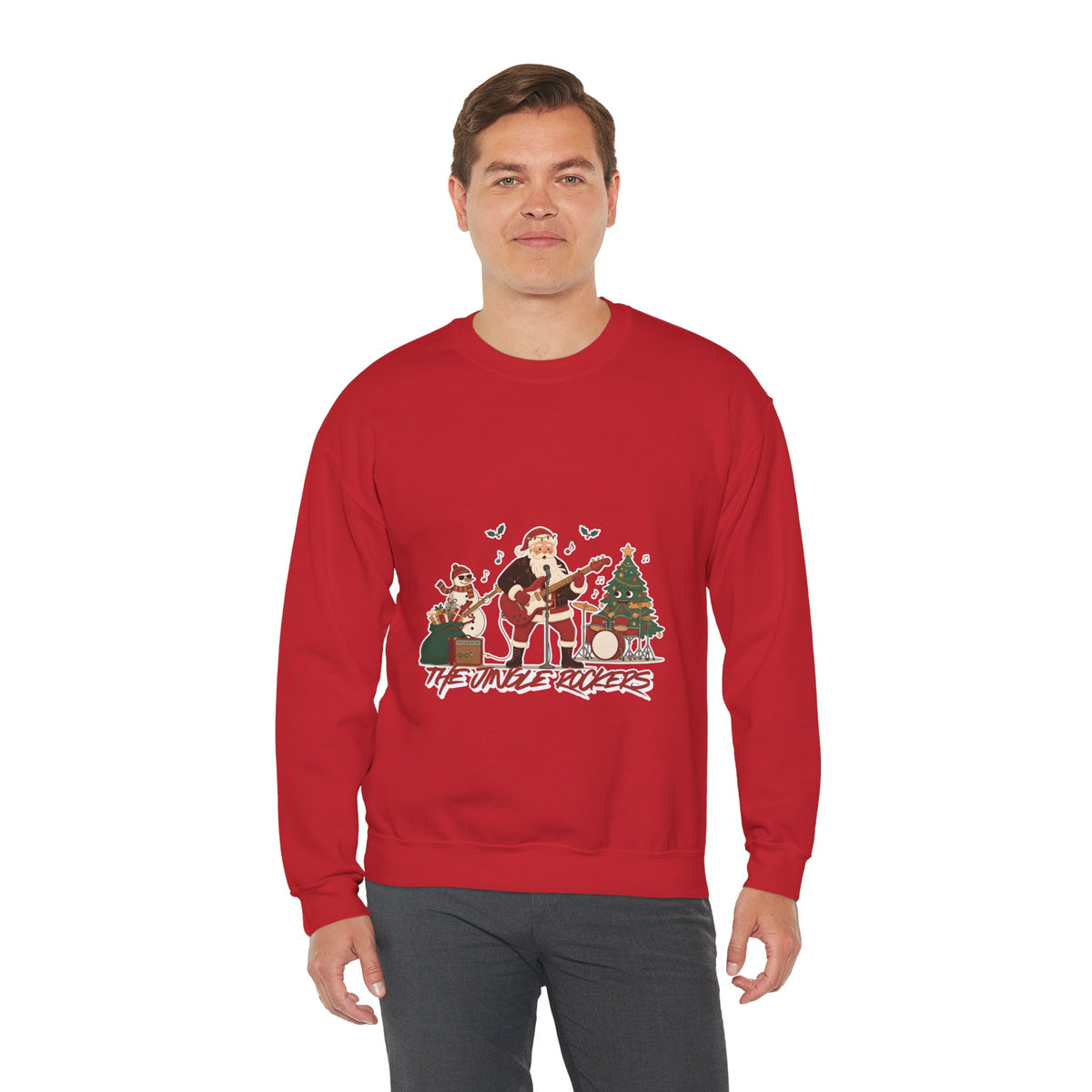 Funny Christmas Sweatshirt – "The Jingle Rockers" Holiday Band Crewneck