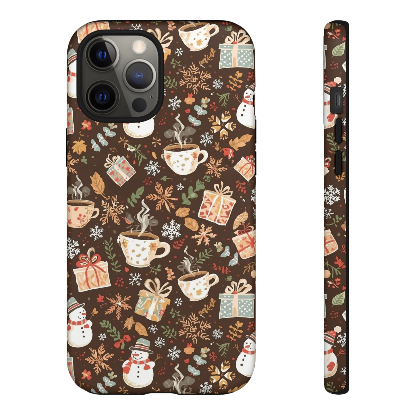 Christmas Phone Case, Winter Holiday Phone Case with Snowmen and Gifts Design for Iphone 17, 16, 15, 14, 13, 12, 11 & Samsung