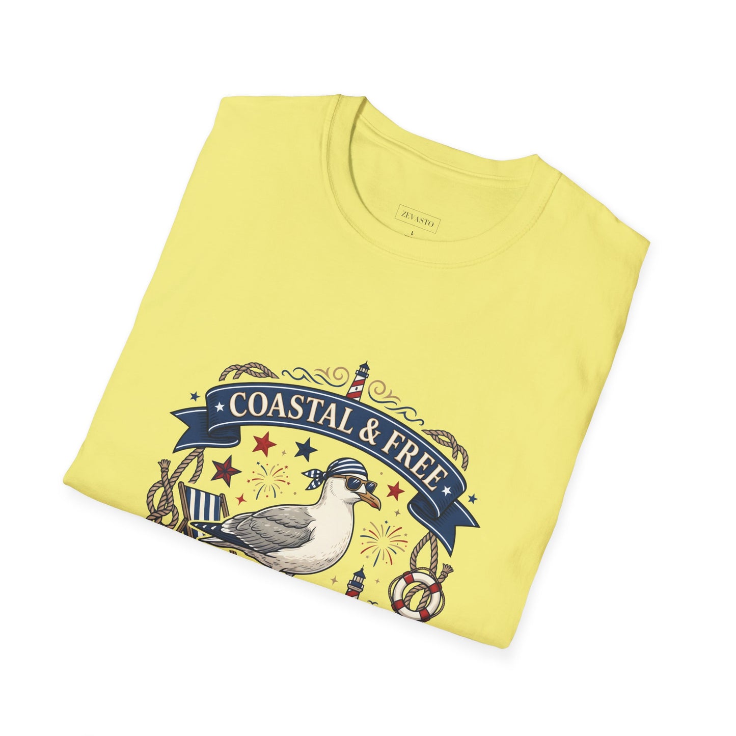 Coastal & Free Seagull T-Shirt — Patriotic 4th of July Tee