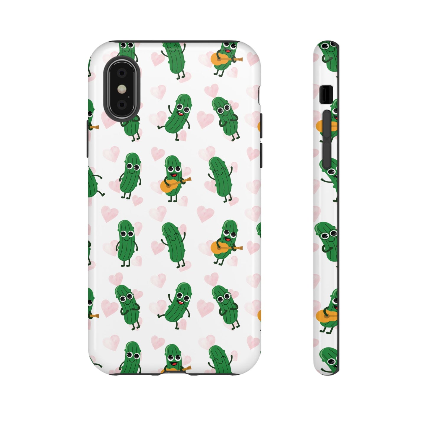 Pickle Pattern Phone Case — Cute Dancing Pickles with Hearts