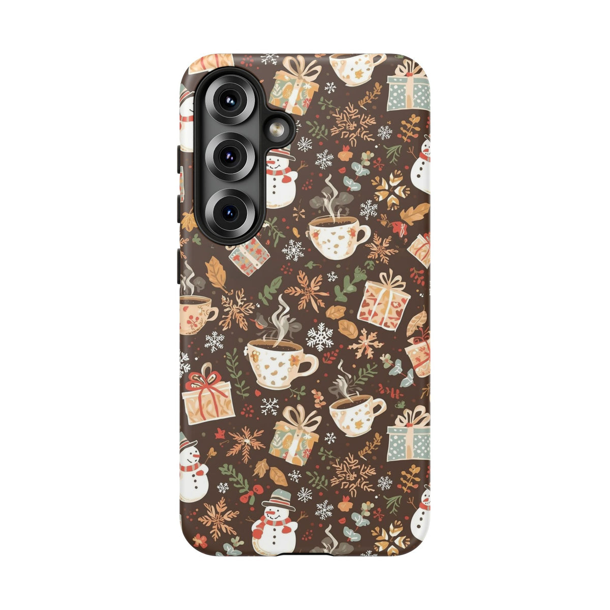 Christmas Phone Case, Winter Holiday Phone Case with Snowmen and Gifts Design for Iphone & Samsung