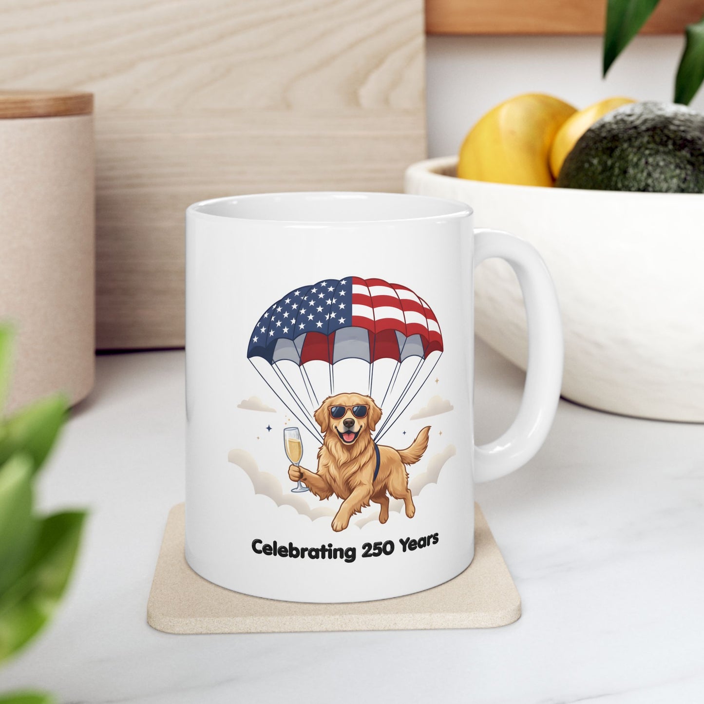 Patriotic Golden Retriever Ceramic Mug