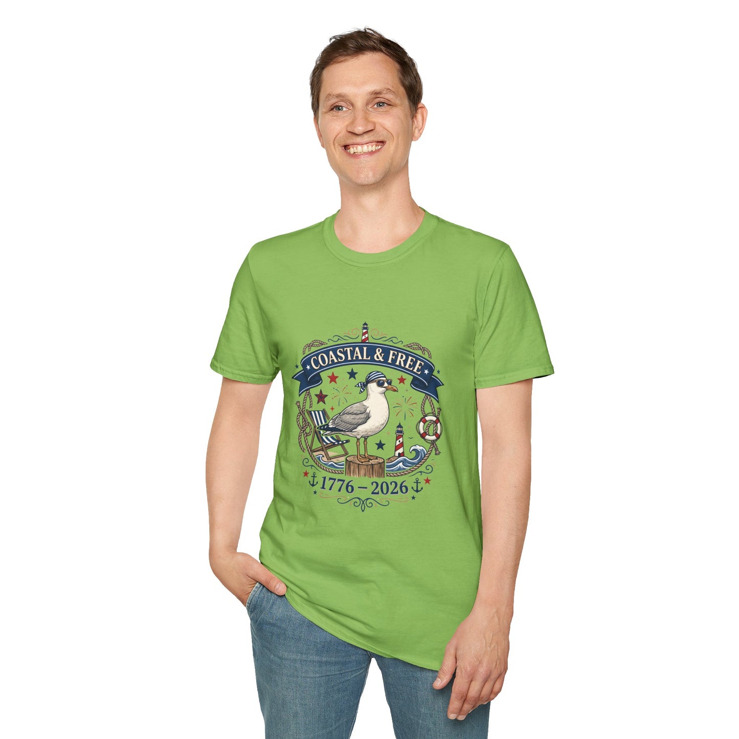 Coastal & Free Seagull T-Shirt — Patriotic 4th of July Tee