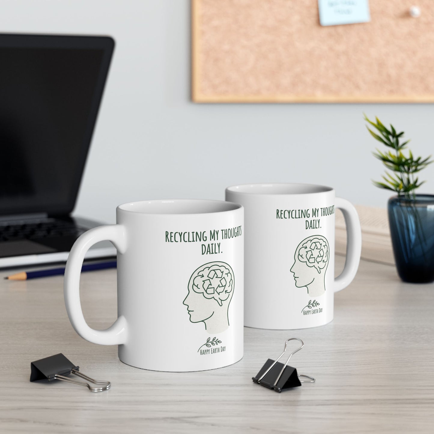 Recycling My Thoughts Daily Mug – Earth Day Mental Health Coffee Cup | Eco Mindfulness Mug (11oz)