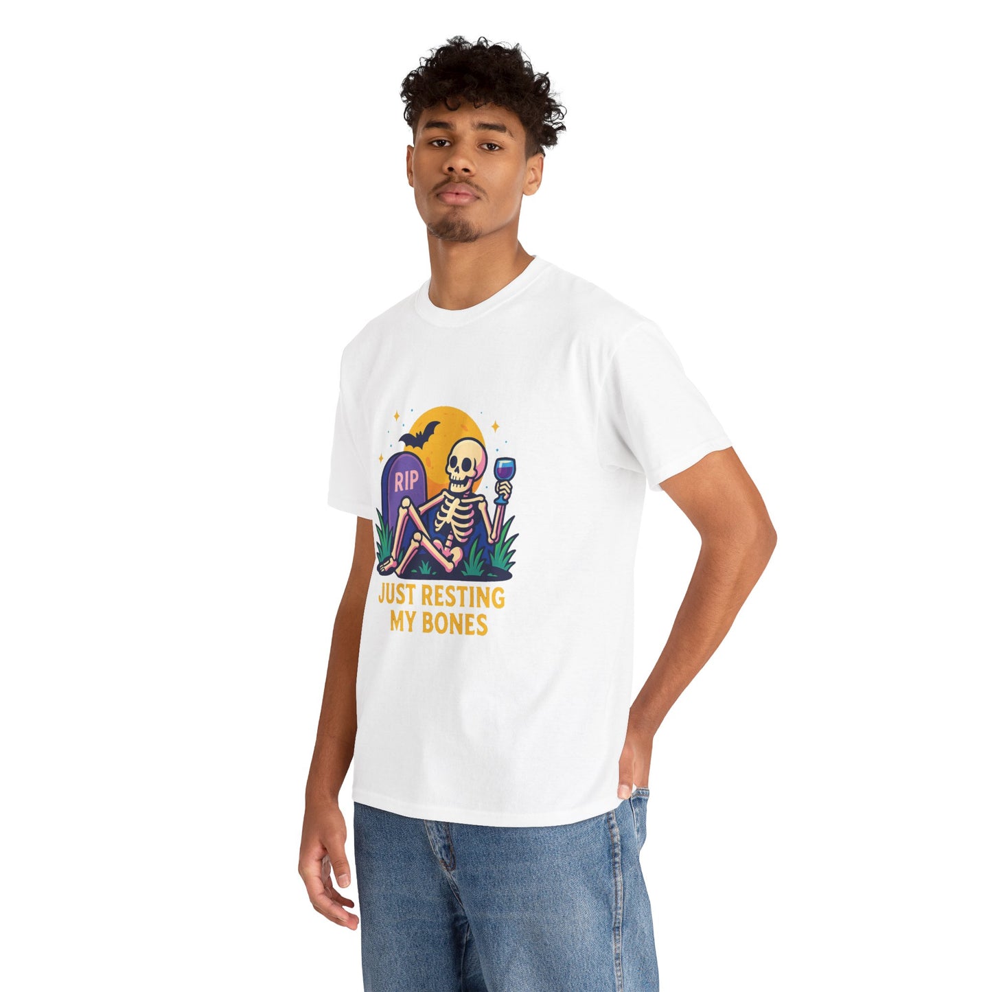 Skeleton Tee - Just Resting My Bones, Unisex Halloween Shirt
