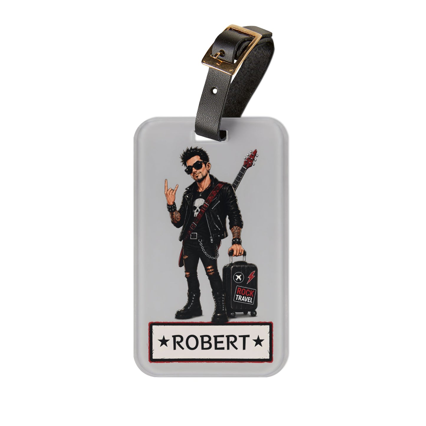 Rocker Design Personalized Luggage Tag — Custom Name Travel ID