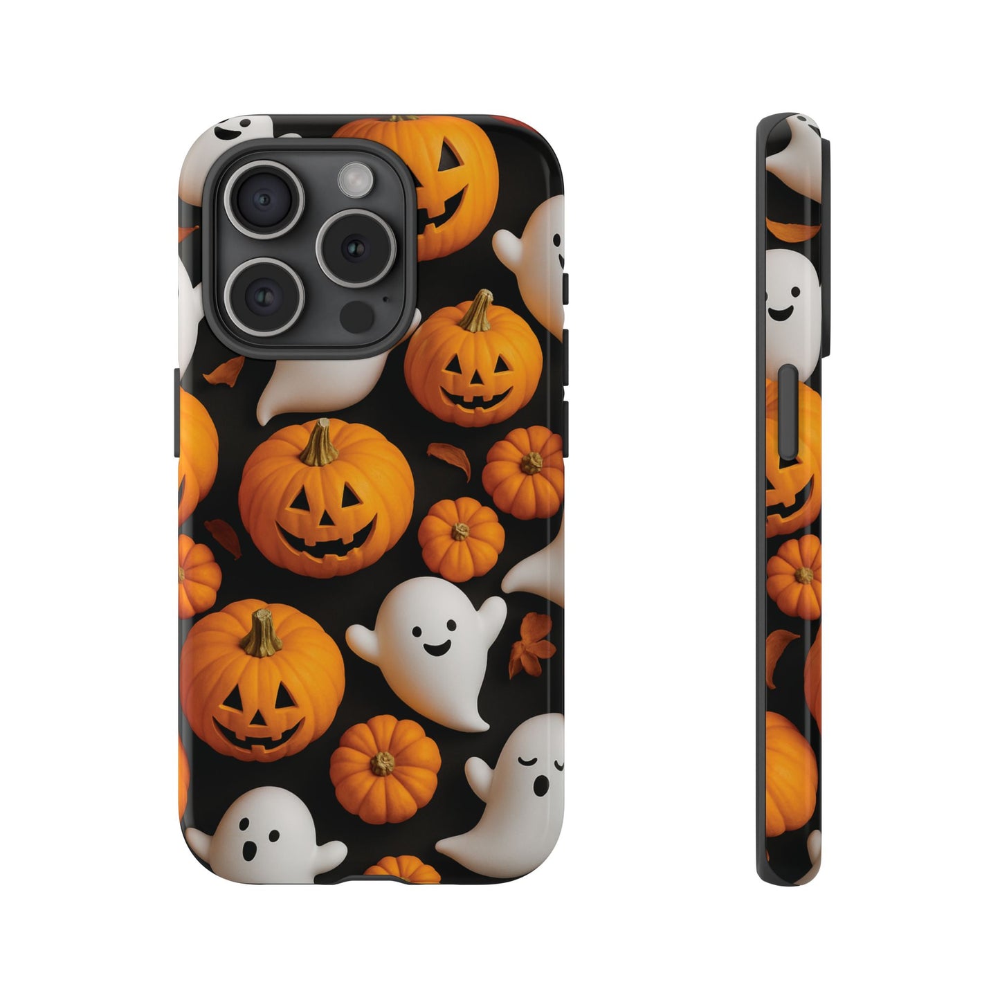 Halloween Phone Case, Spooky Ghosts and Pumpkins Design