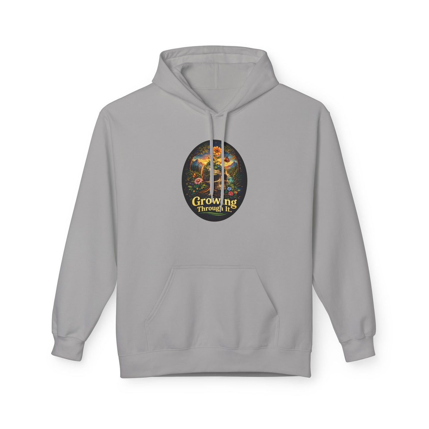 Growing Through It Hoodie – Earth Day Nature Skull Sweatshirt | Mental Growth & Healing Hoodie | Botanical Aesthetic Unisex Hoodie