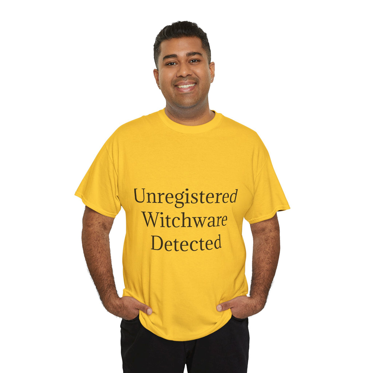 Unisex Heavy Cotton Tee - Unregistered Witchware Detected, Witchy Apparel, Halloween Tee