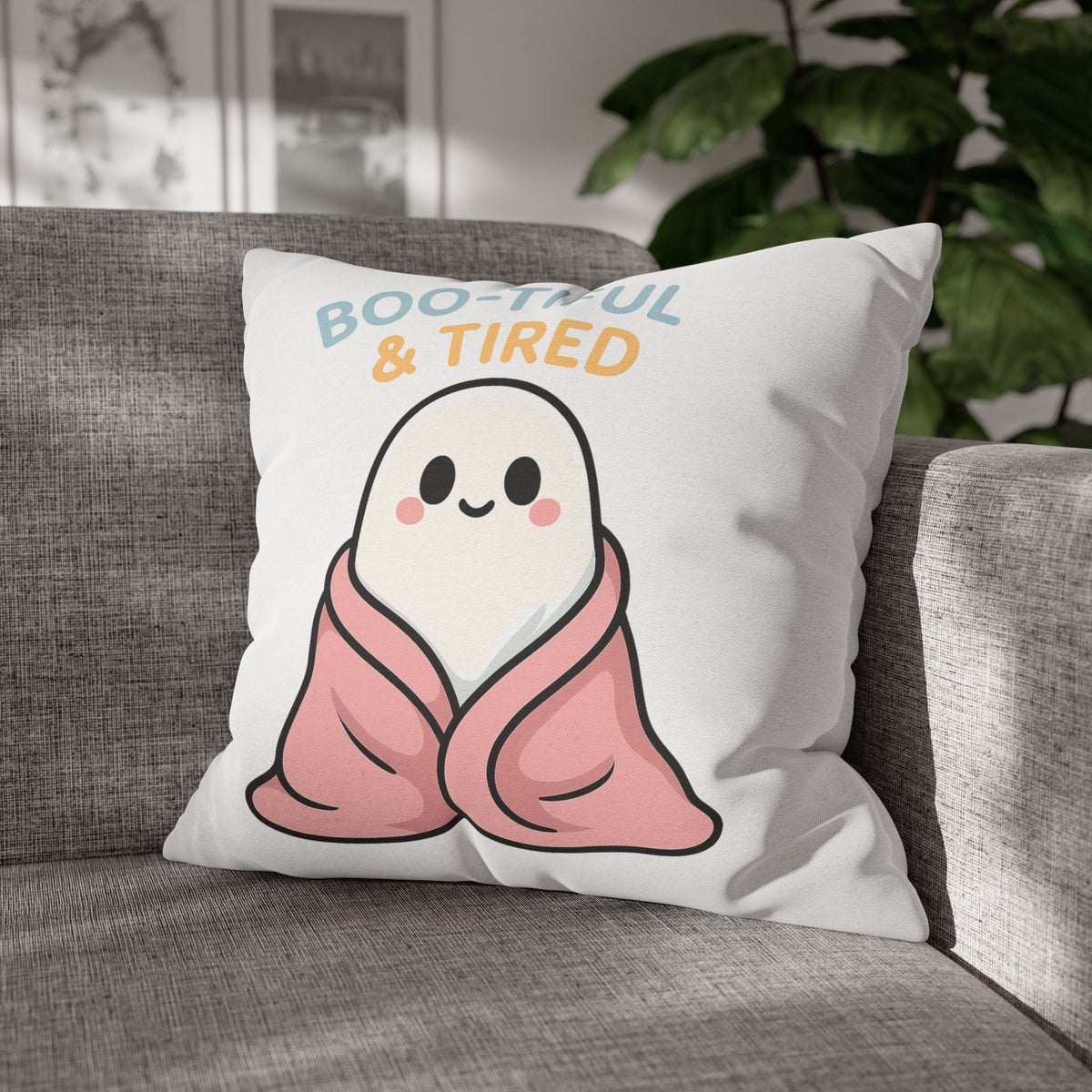 Boo-tiful & Tired Ghost Pillowcase, Halloween Home Decor