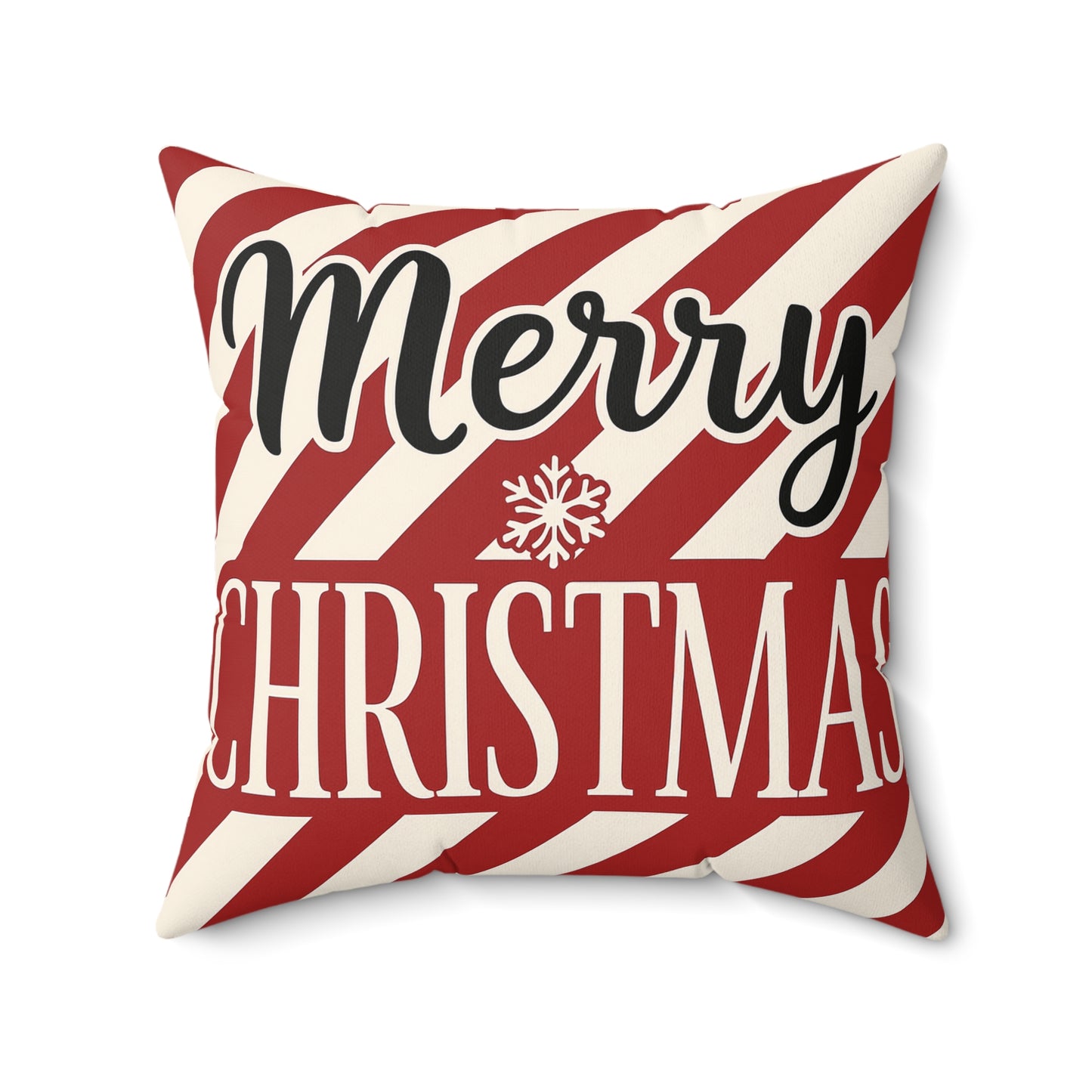 Merry Christmas Candy-Stripe Throw Pillow, Festive Christmas Decor