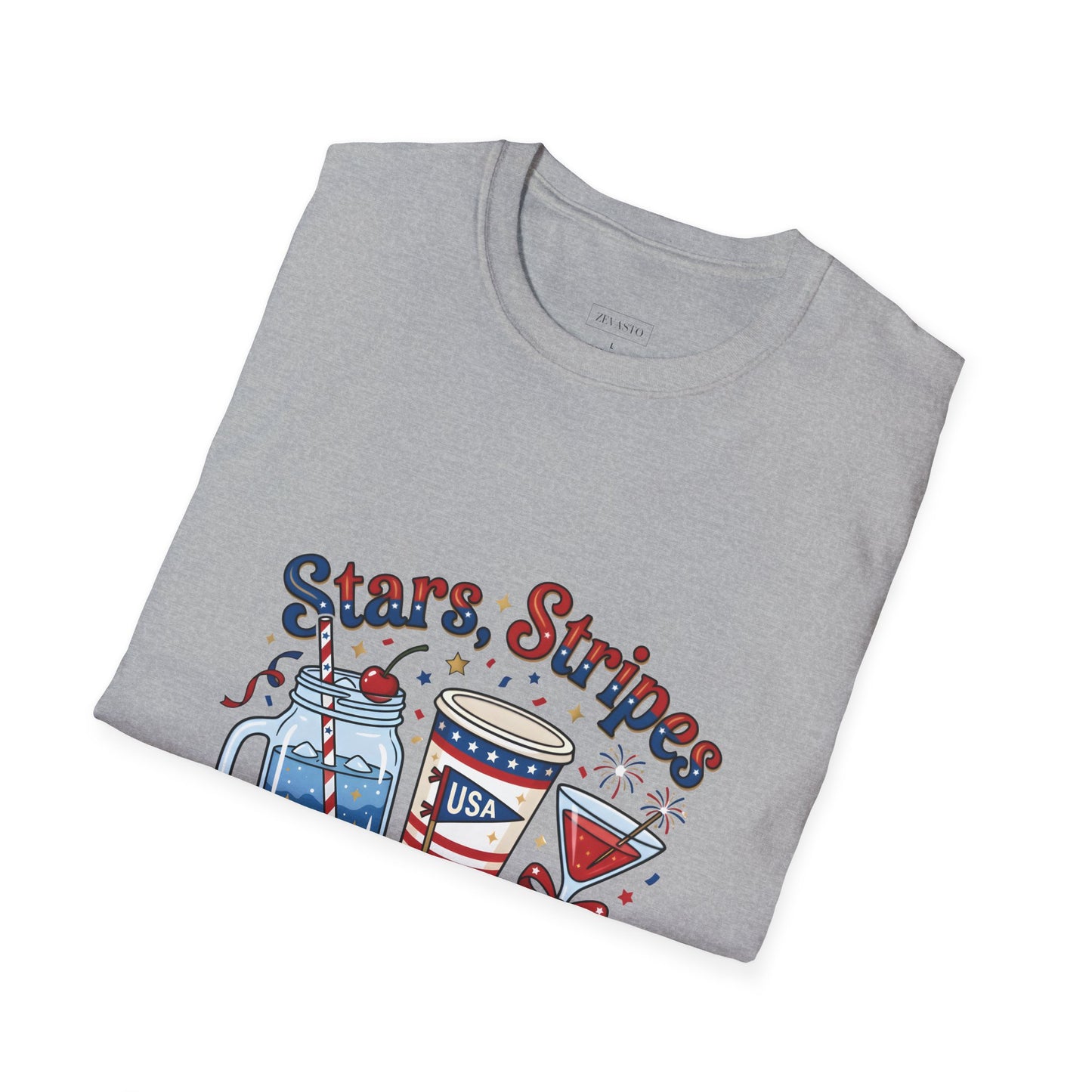 Patriotic "Stars, Stripes & Sips" T-Shirt