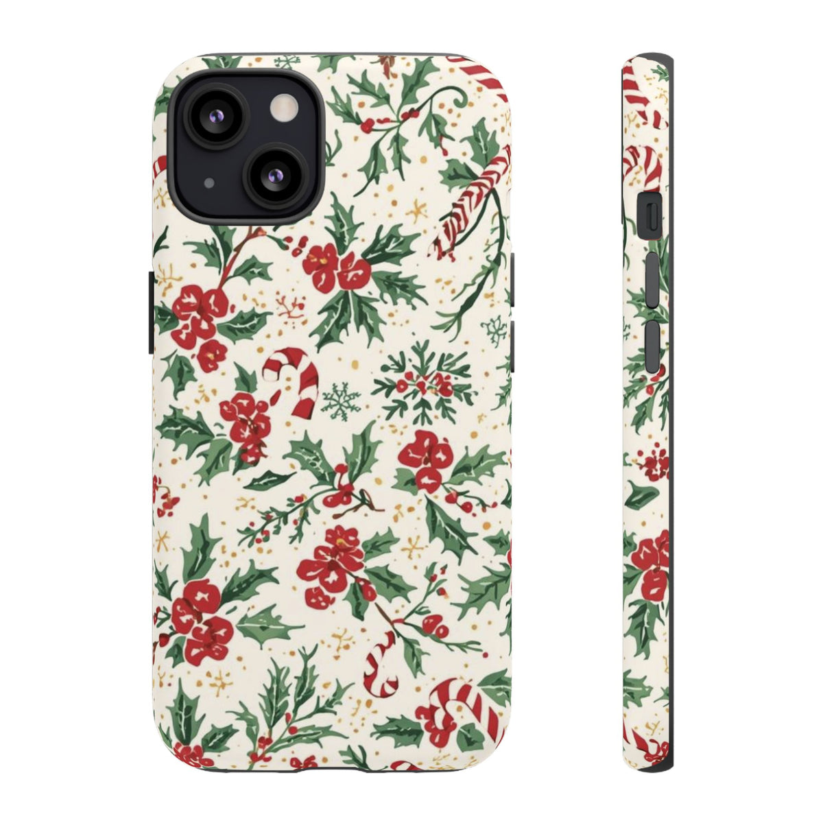 Christmas Themed Phone Case, Festive Floral Dual Layer Phone Case for Iphone & Samsung