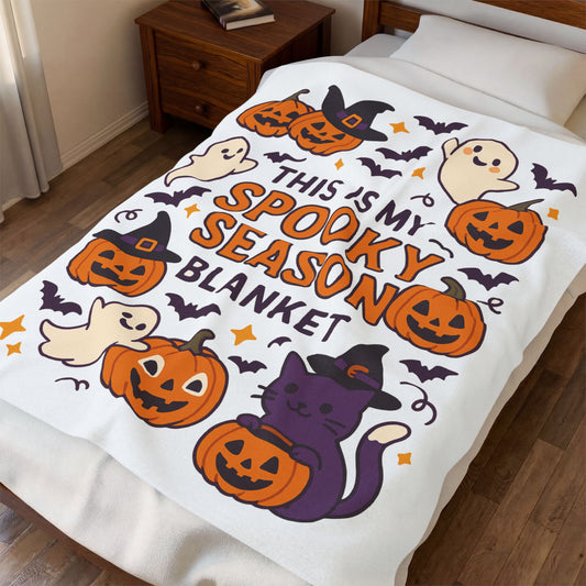 Halloween Themed Velveteen Plush Blanket, Cozy-Spooky Blanket