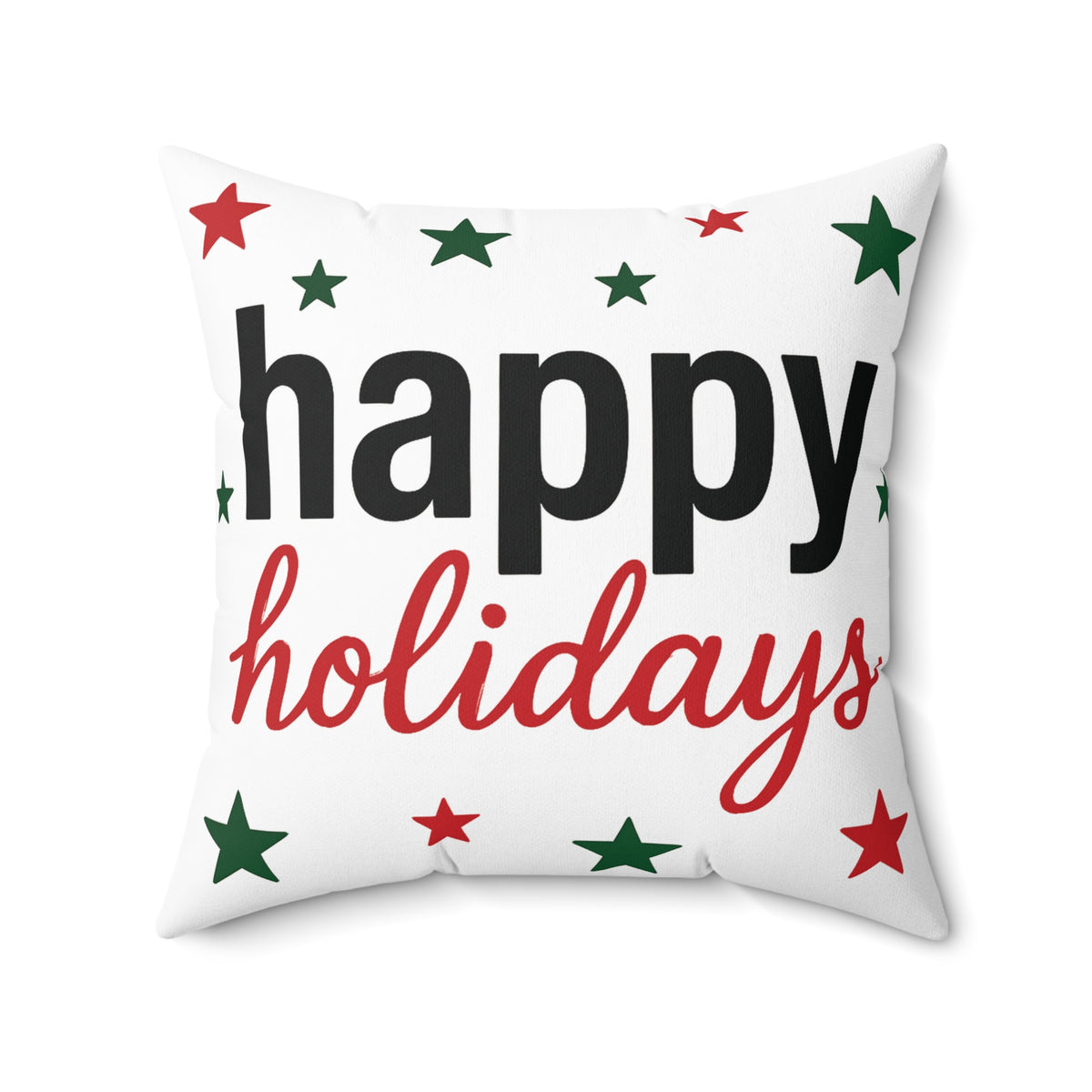 Happy Holidays Square Throw Pillow — Festive Christmas Decor