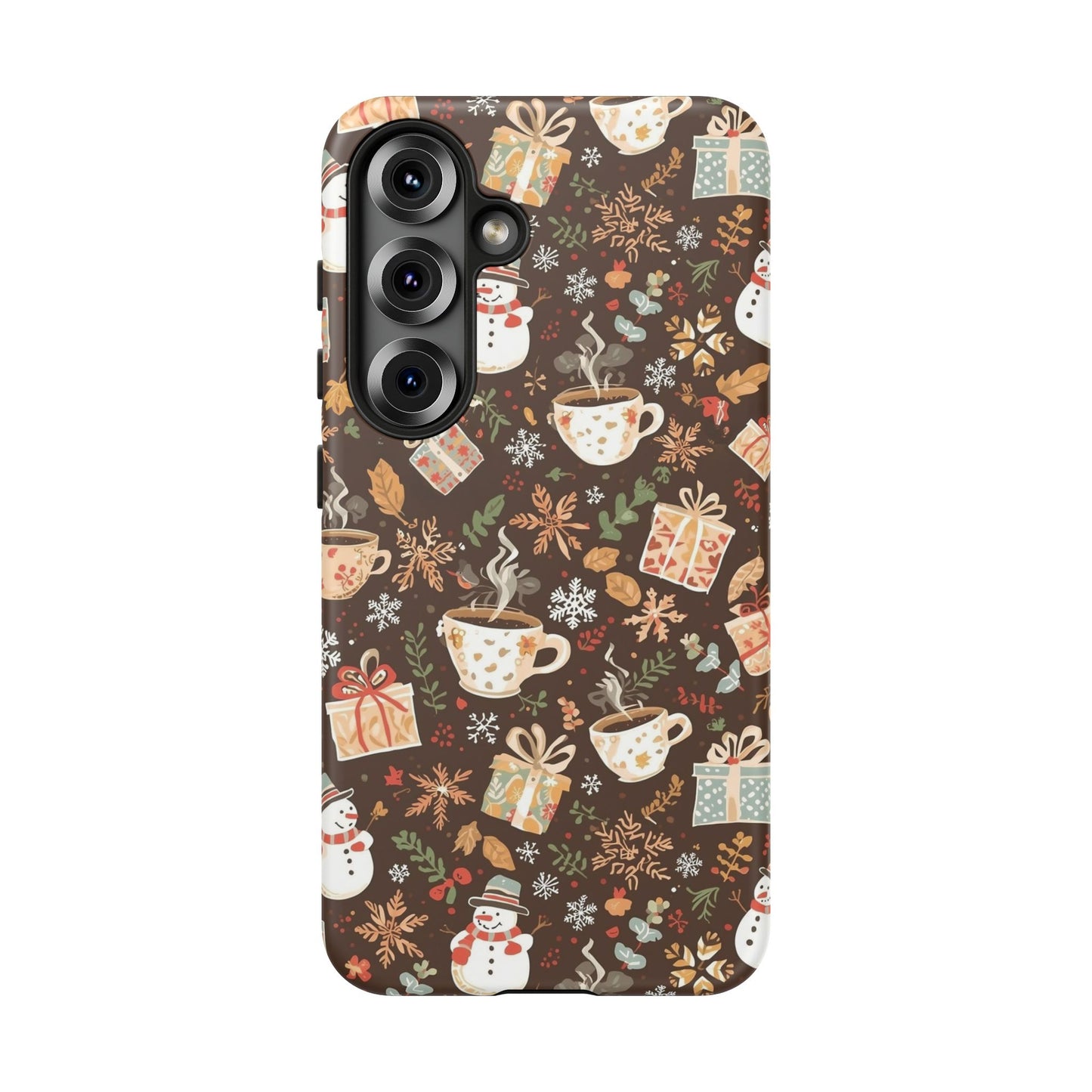 Christmas Phone Case, Winter Holiday Phone Case with Snowmen and Gifts Design for Iphone 17, 16, 15, 14, 13, 12, 11 & Samsung