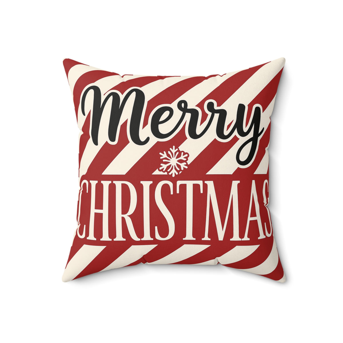Merry Christmas Candy-Stripe Throw Pillow, Festive Christmas Decor