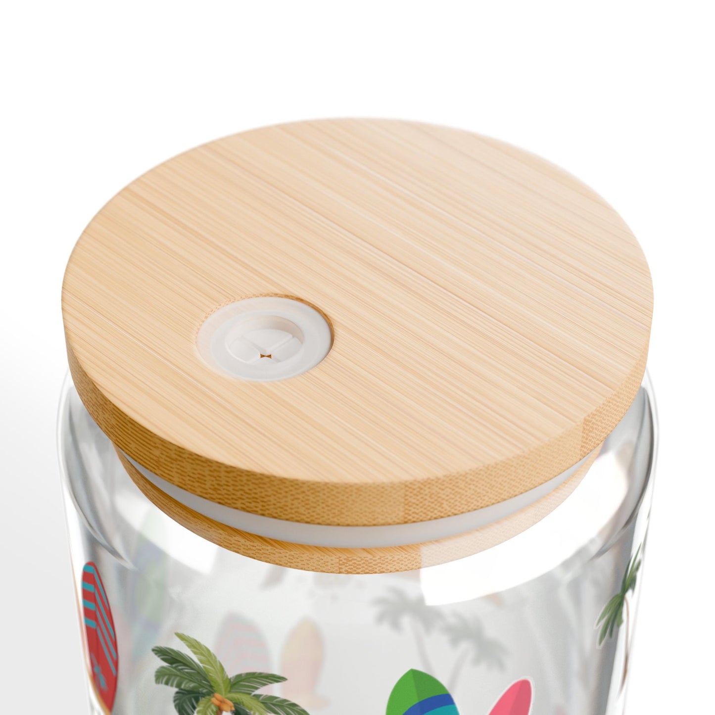 Personalized Surfboard Palm Sipper Glass – 16oz Tropical Beach Tumbler with Straw