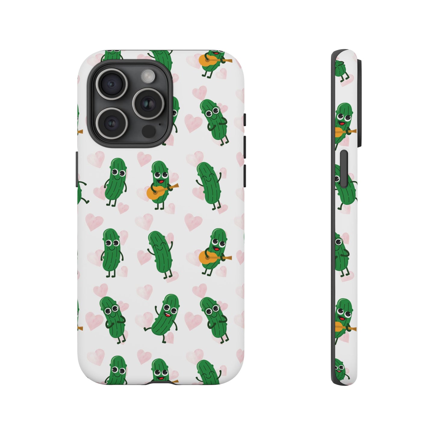 Pickle Pattern Phone Case — Cute Dancing Pickles with Hearts