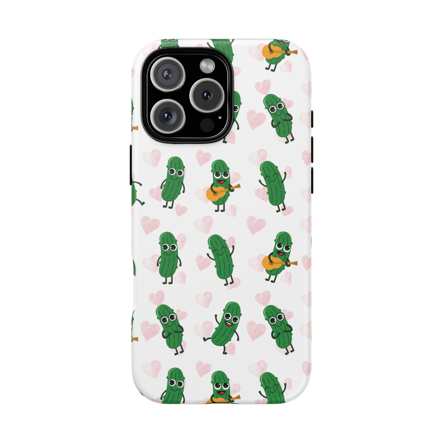 Pickle Pattern Phone Case — Cute Dancing Pickles with Hearts