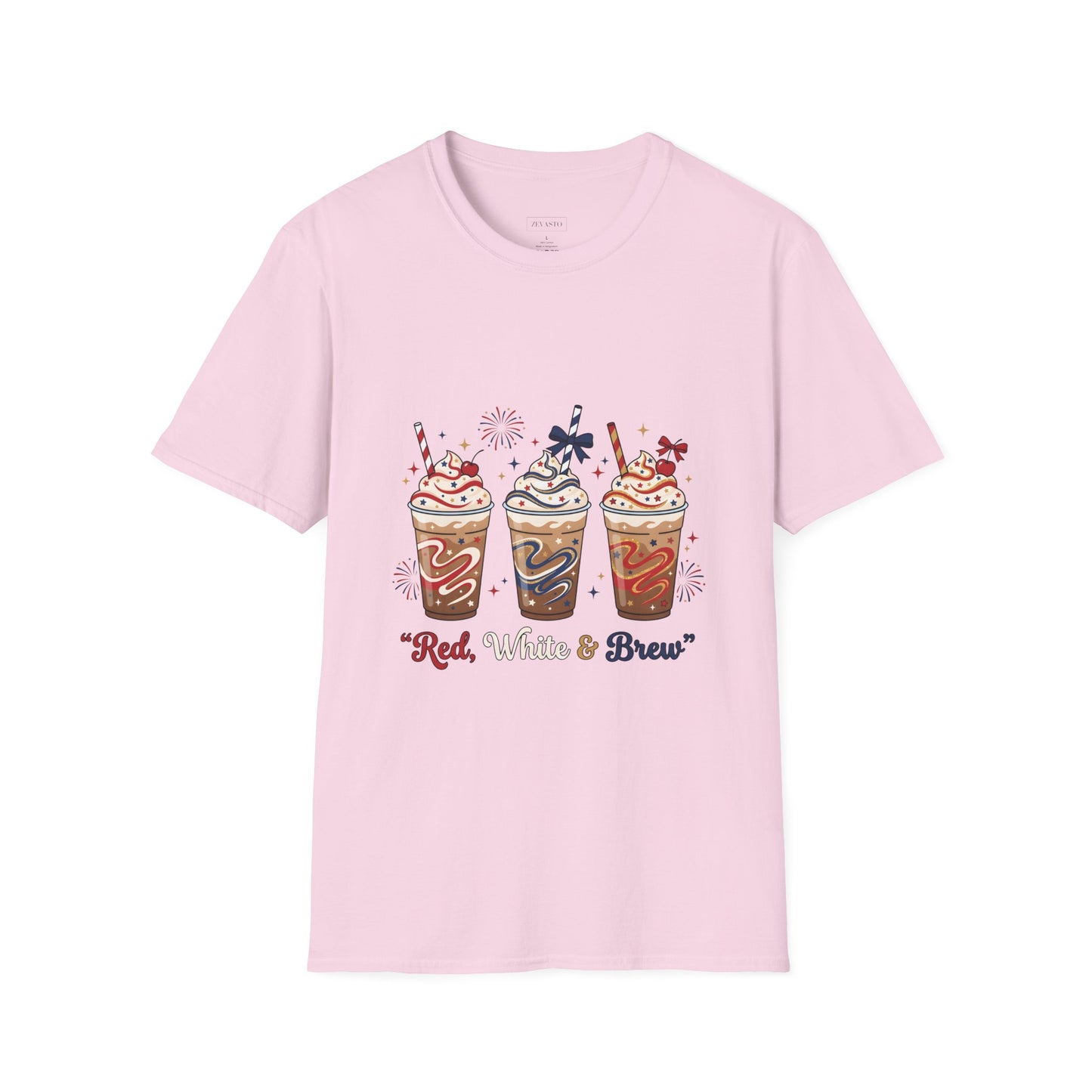 Patriotic Iced Coffee Tee — "Red, White & Brew" Graphic T‑Shirt