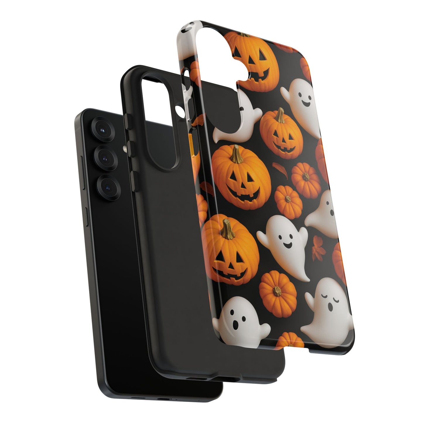 Halloween Phone Case, Spooky Ghosts and Pumpkins Design