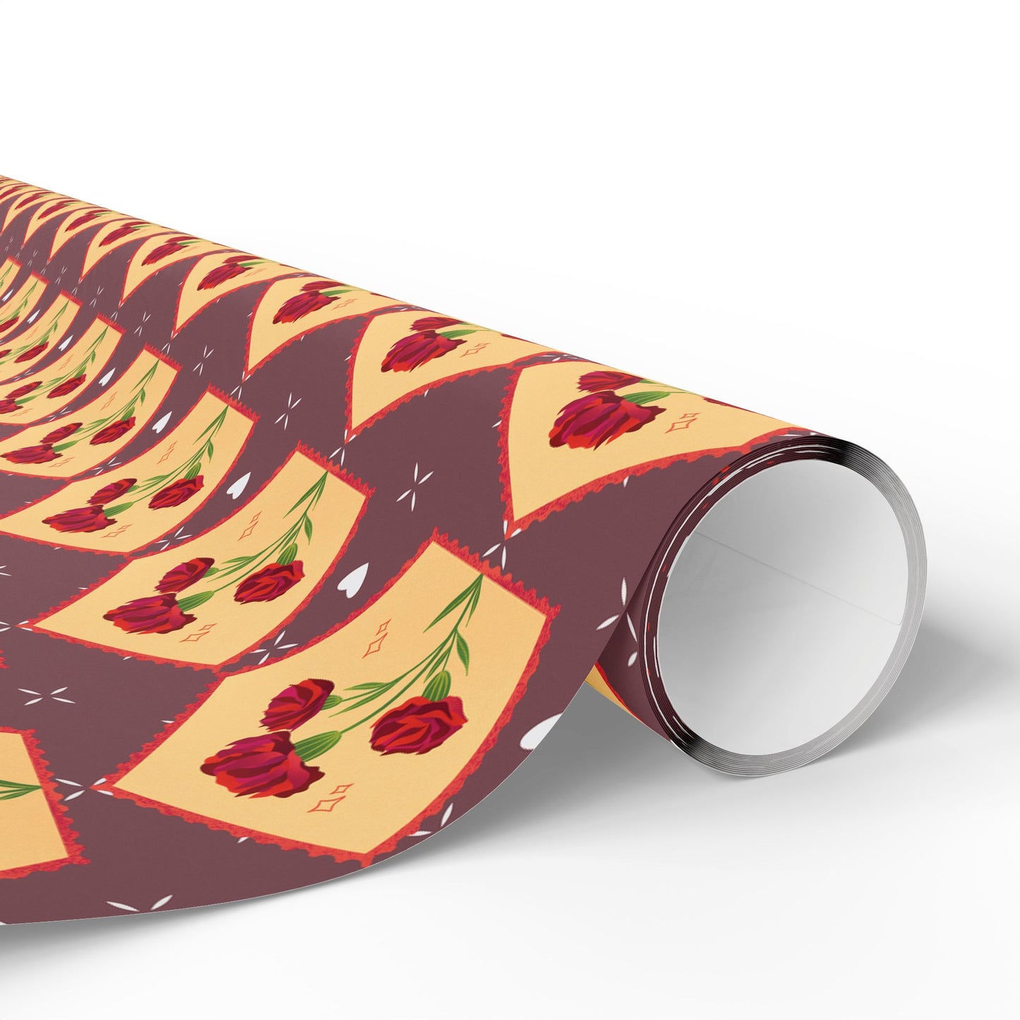 Floral Wrapping Paper Roll — Vintage Red Tulip Gift Wrap Paper for Valentine's Day, Birthdays