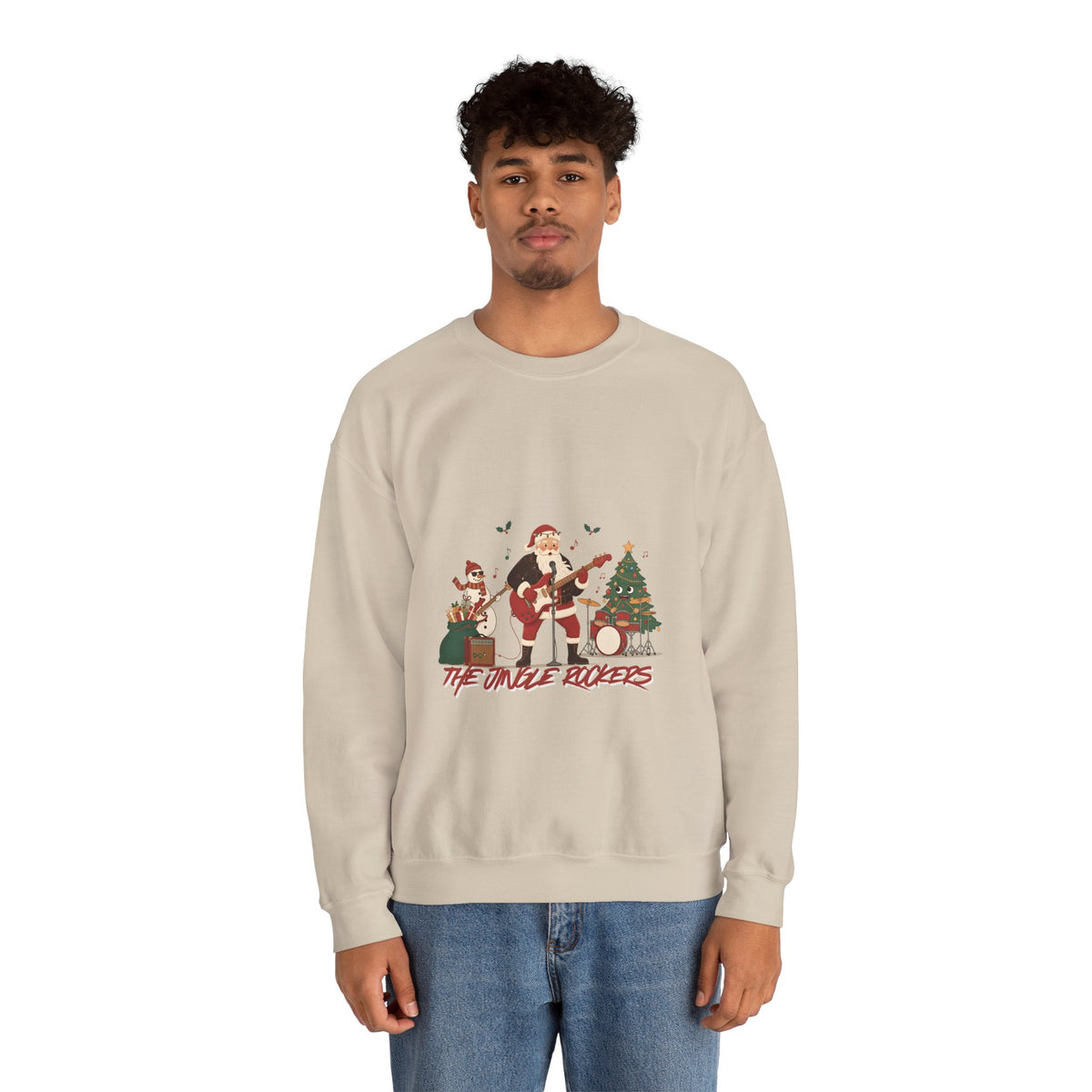 Funny Christmas Sweatshirt – "The Jingle Rockers" Holiday Band Crewneck
