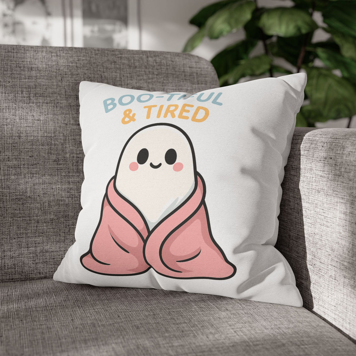 Boo-tiful & Tired Ghost Pillowcase, Halloween Home Decor