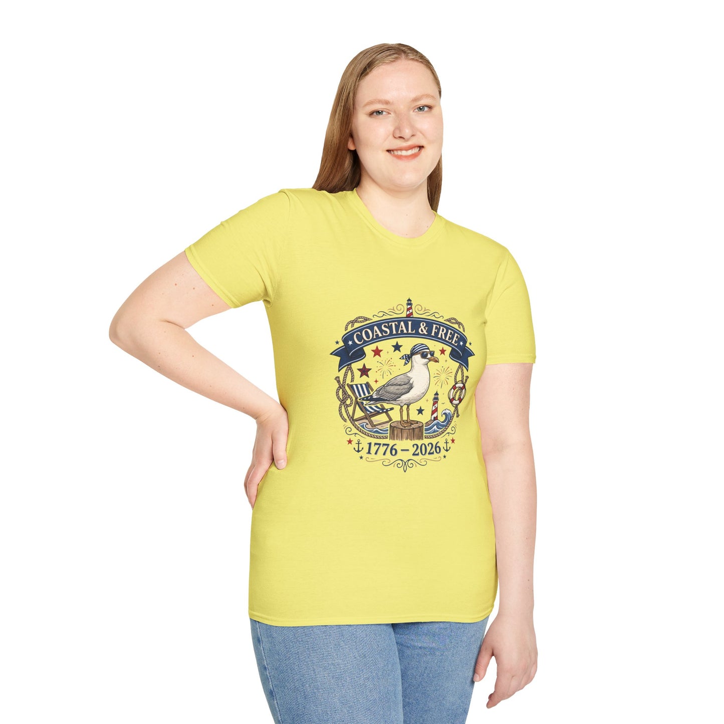Coastal & Free Seagull T-Shirt — Patriotic 4th of July Tee