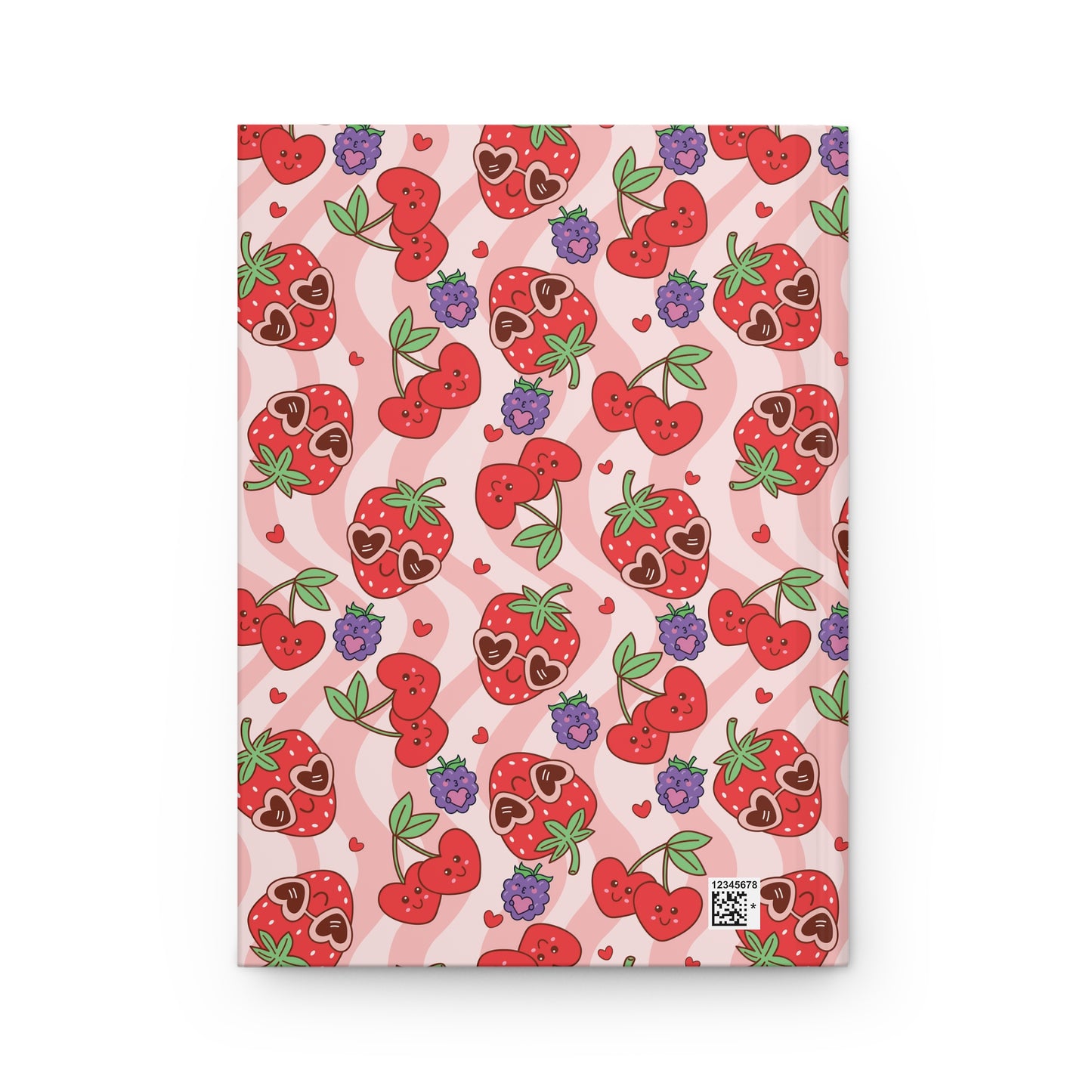 Strawberry & Cherry Hardcover Journal — Cute Pink Patterned Notebook for Notes, Journaling & Gifts