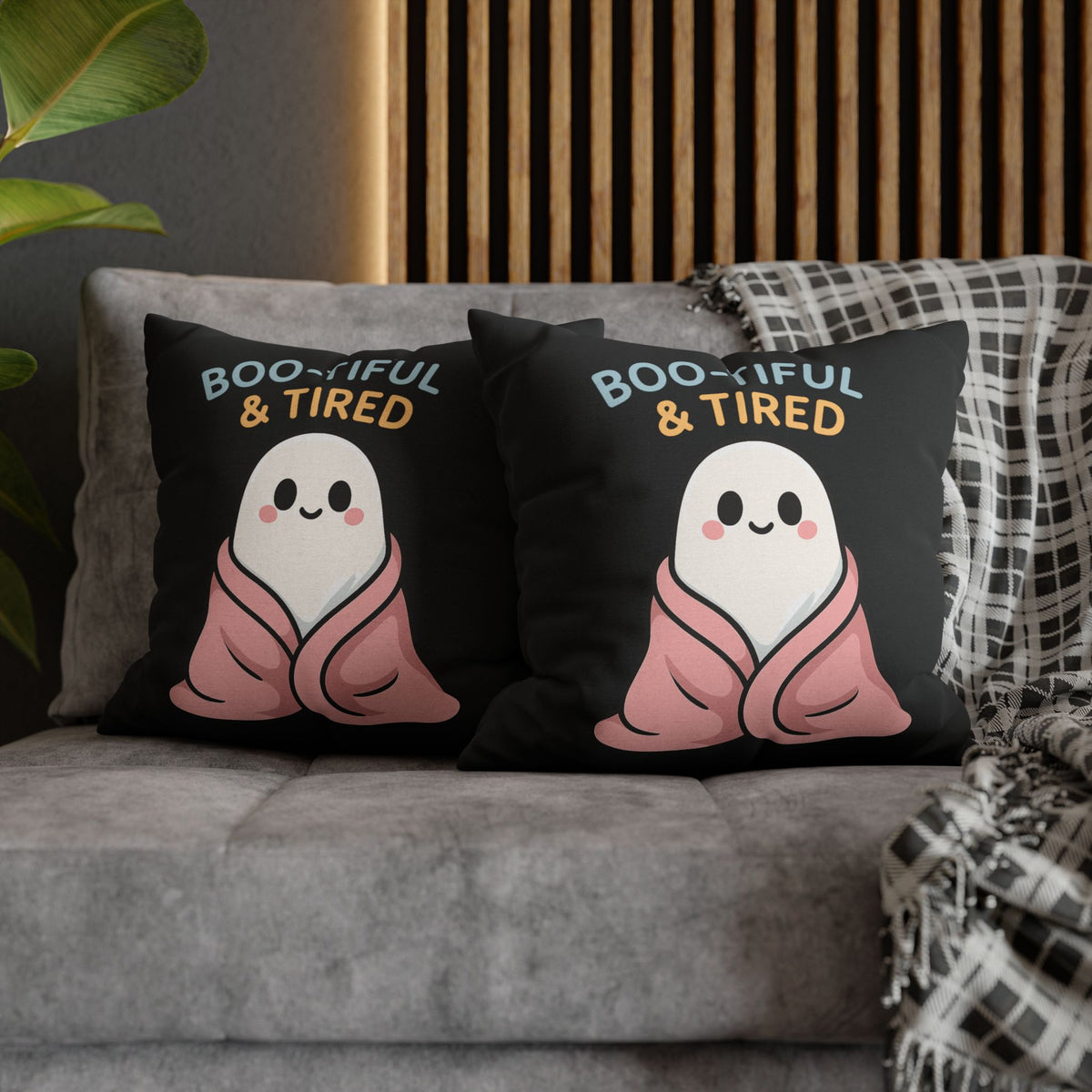 Boo-tiful & Tired Ghost Pillowcase, Halloween Home Decor