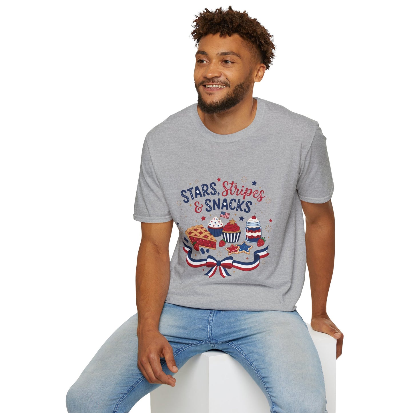 Stars, Stripes & Snacks T-Shirt — 4th of July Patriotic Dessert Tee