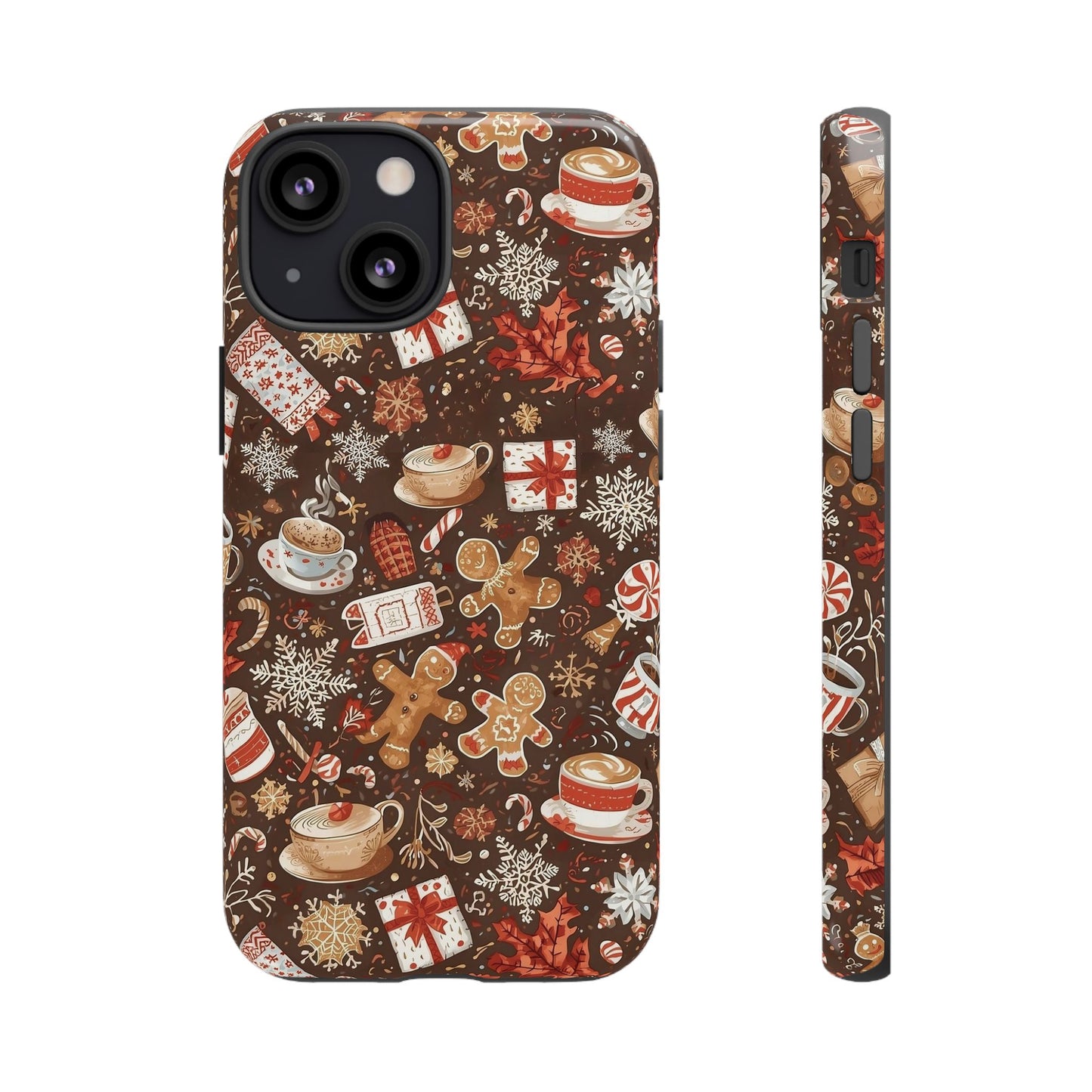 Christmas Phone Case, Festive Holiday Phone Case with Gingerbread and Cocoa Design for Iphone 17, 16, 15, 14, 13, 12, 11 & Samsung