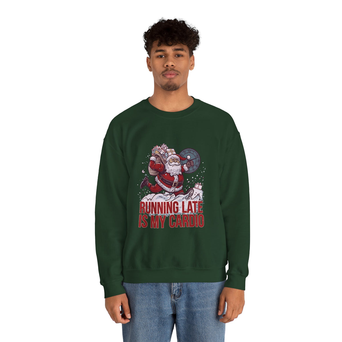 Santa Cardio Sweatshirt - Holiday Funny Gift, Christmas Apparel, Unisex Crewneck, Santa Workout