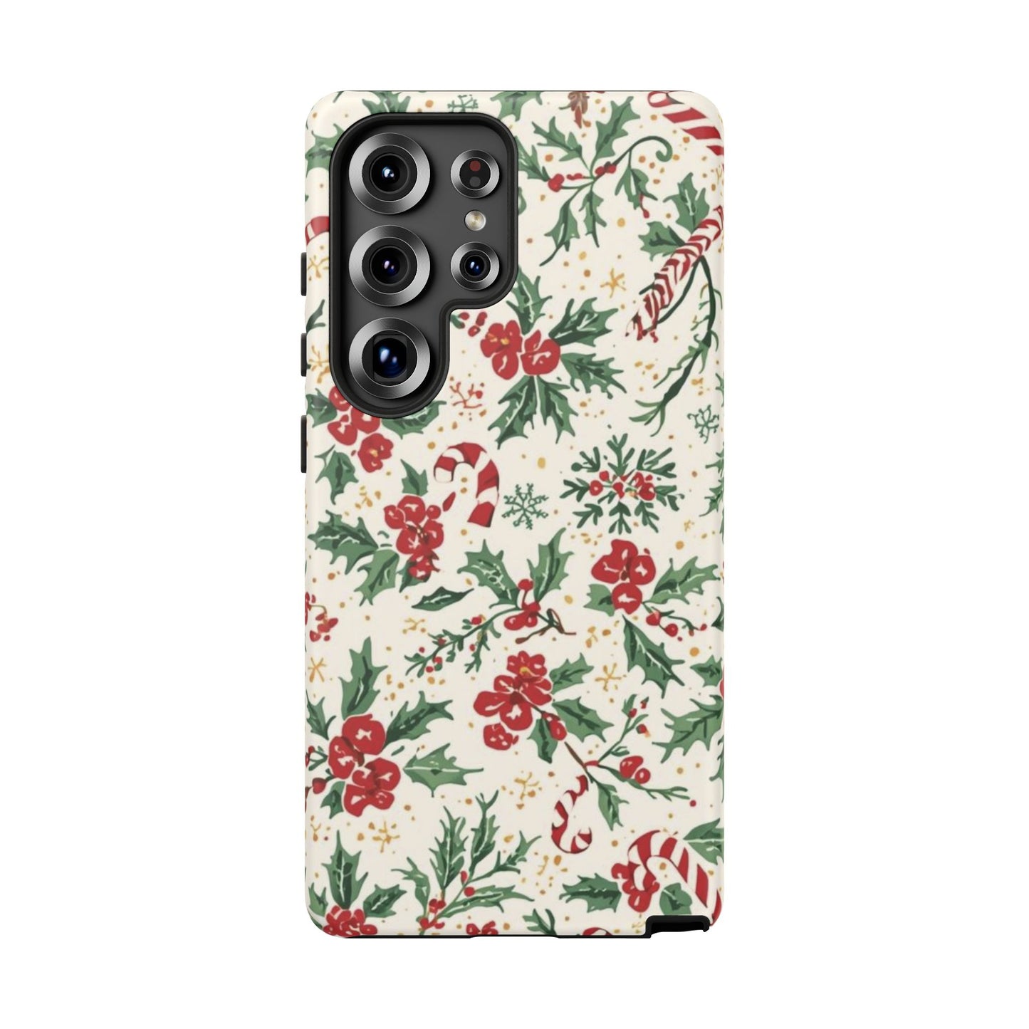 Christmas Themed Phone Case, Festive Floral Dual Layer Phone Case for Iphone 17, 16, 15, 14, 13, 12, 11 & Samsung