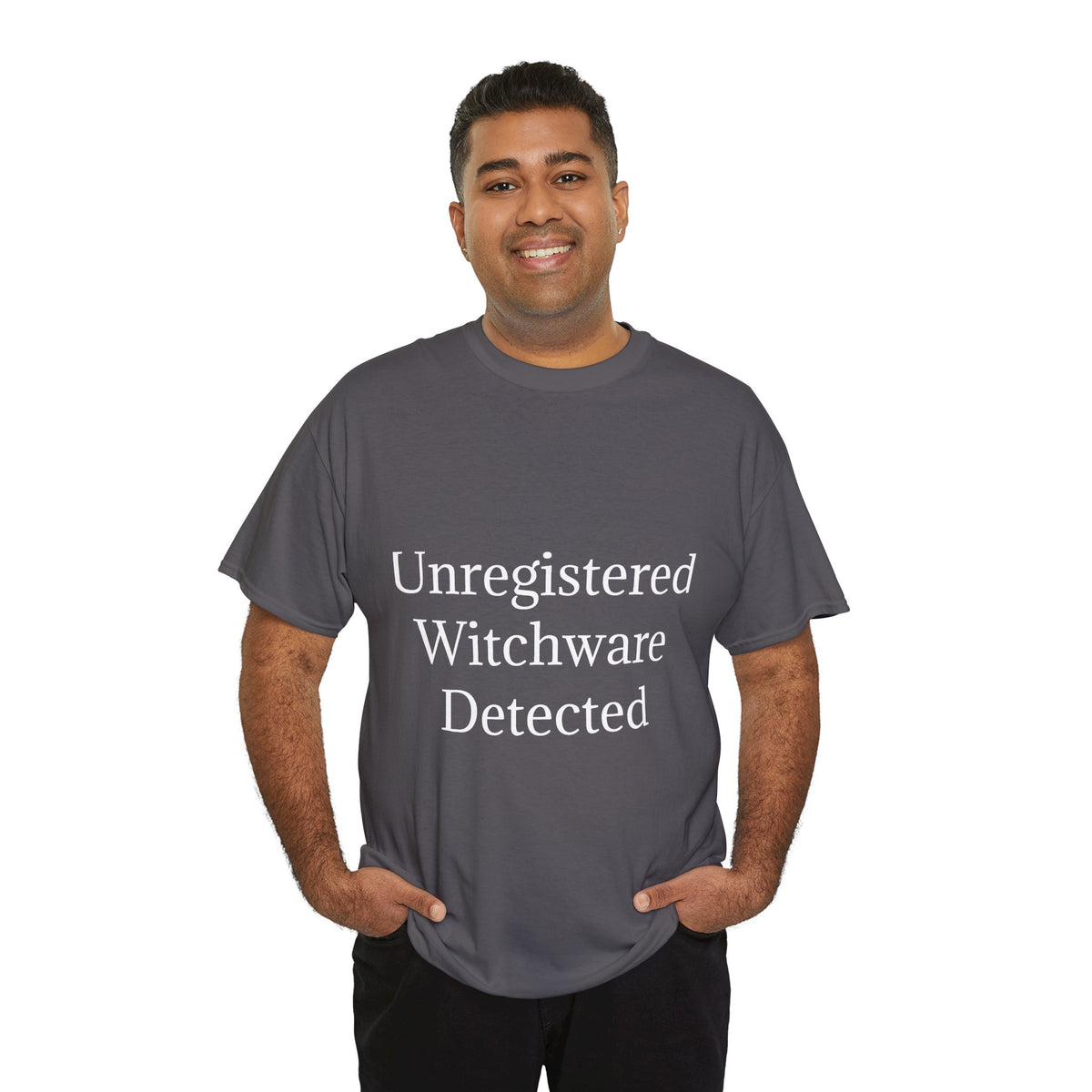 Unisex Heavy Cotton Tee - Unregistered Witchware Detected, Witchy Apparel, Halloween Tee
