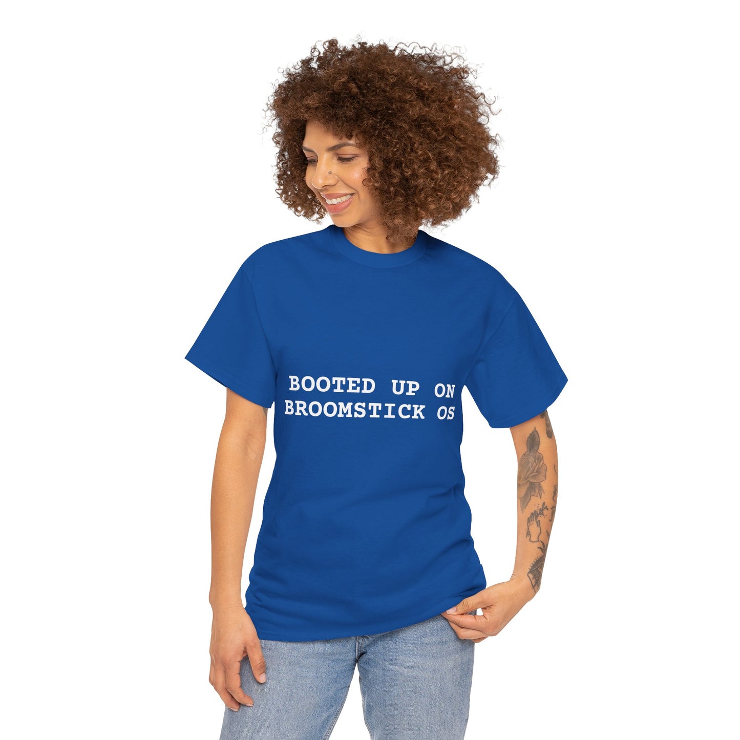 Broomstick OS Tee, Funny Graphic Tee for Tech Lovers, Unisex Cotton T-Shirt