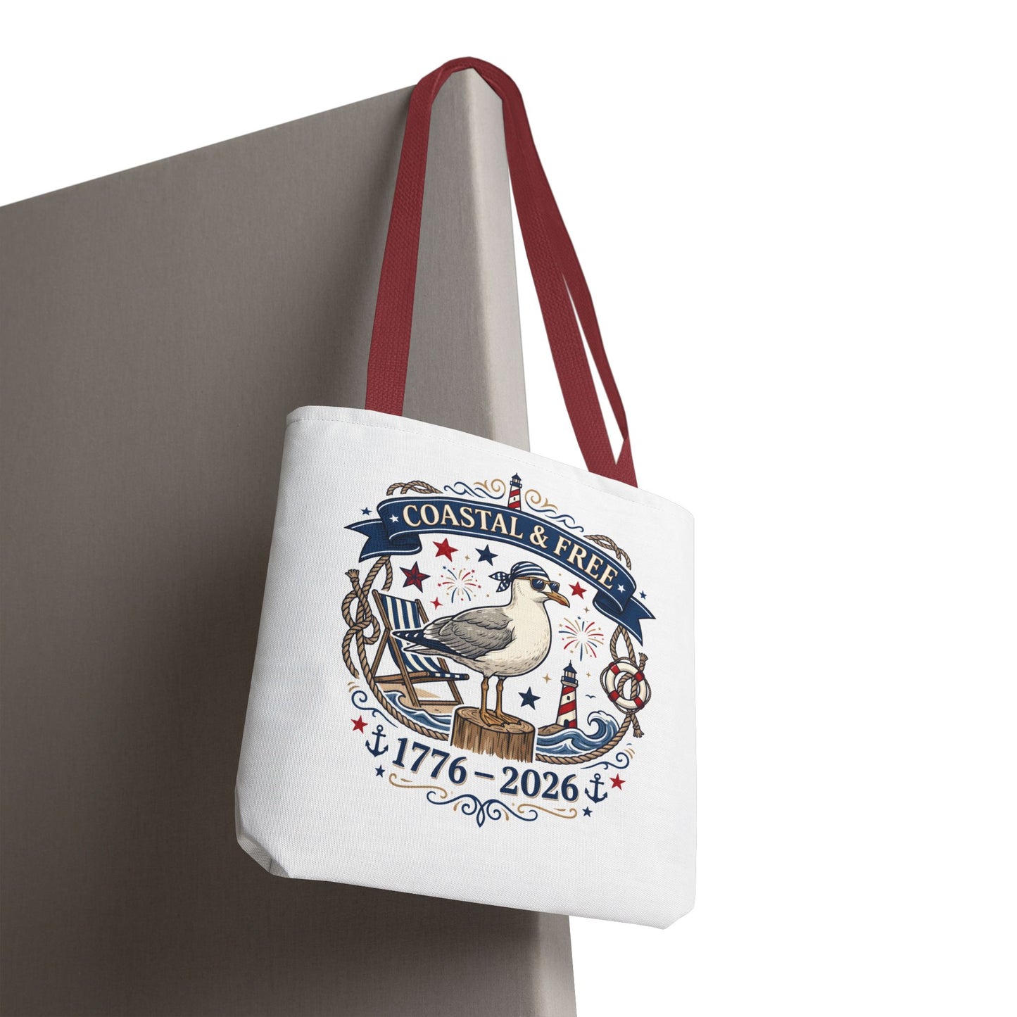 Coastal & Free Seagull Tote Bag — Patriotic 4th of July Beach Tote