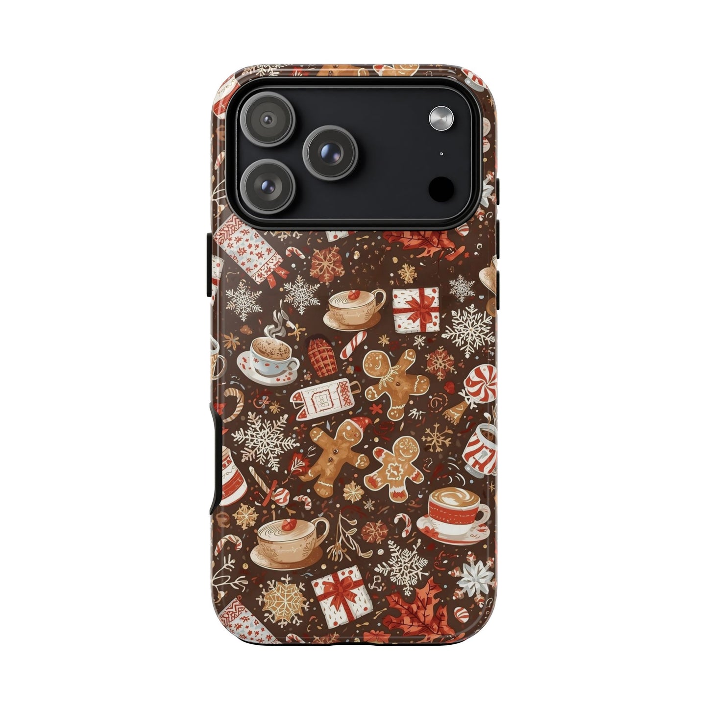 Christmas Phone Case, Festive Holiday Phone Case with Gingerbread and Cocoa Design for Iphone 17, 16, 15, 14, 13, 12, 11 & Samsung