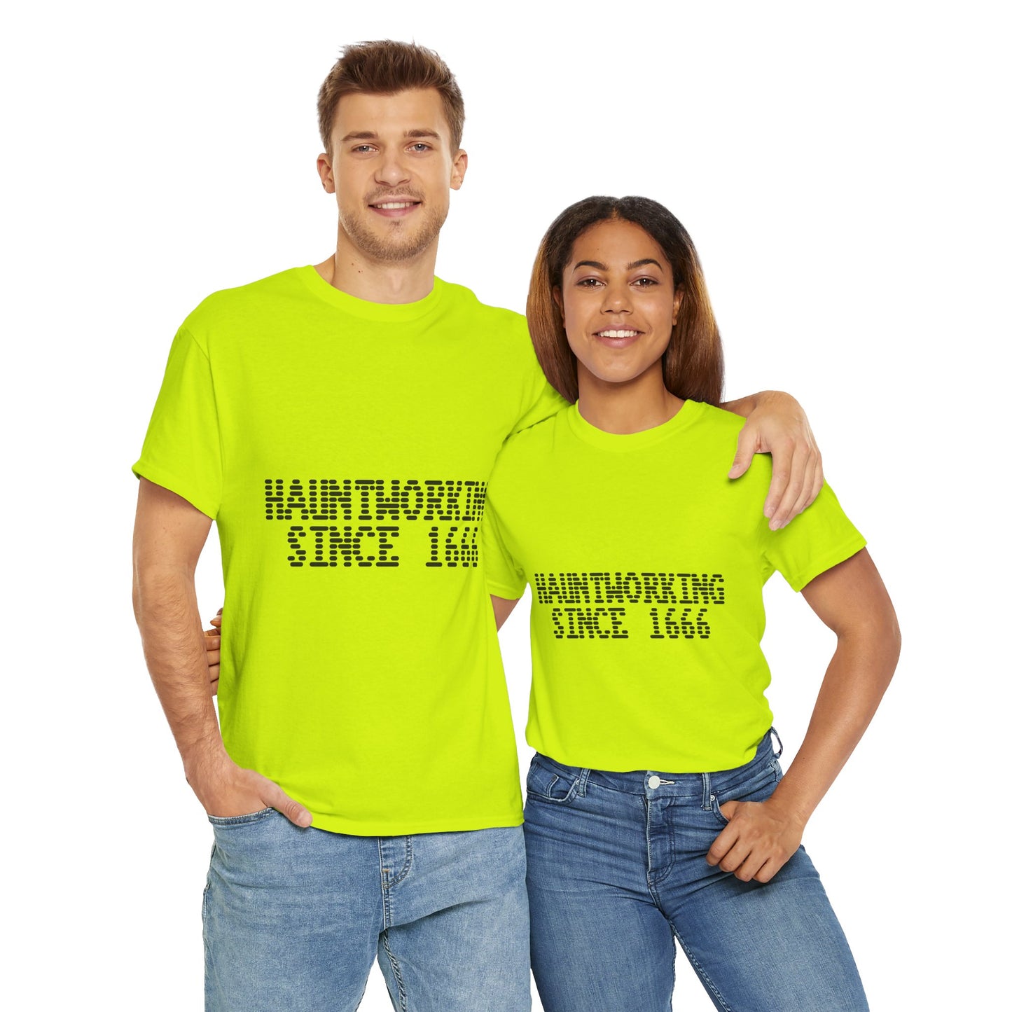 Hauntworking Since 1666-Cotton Tee, Halloween-Themed Tshirt
