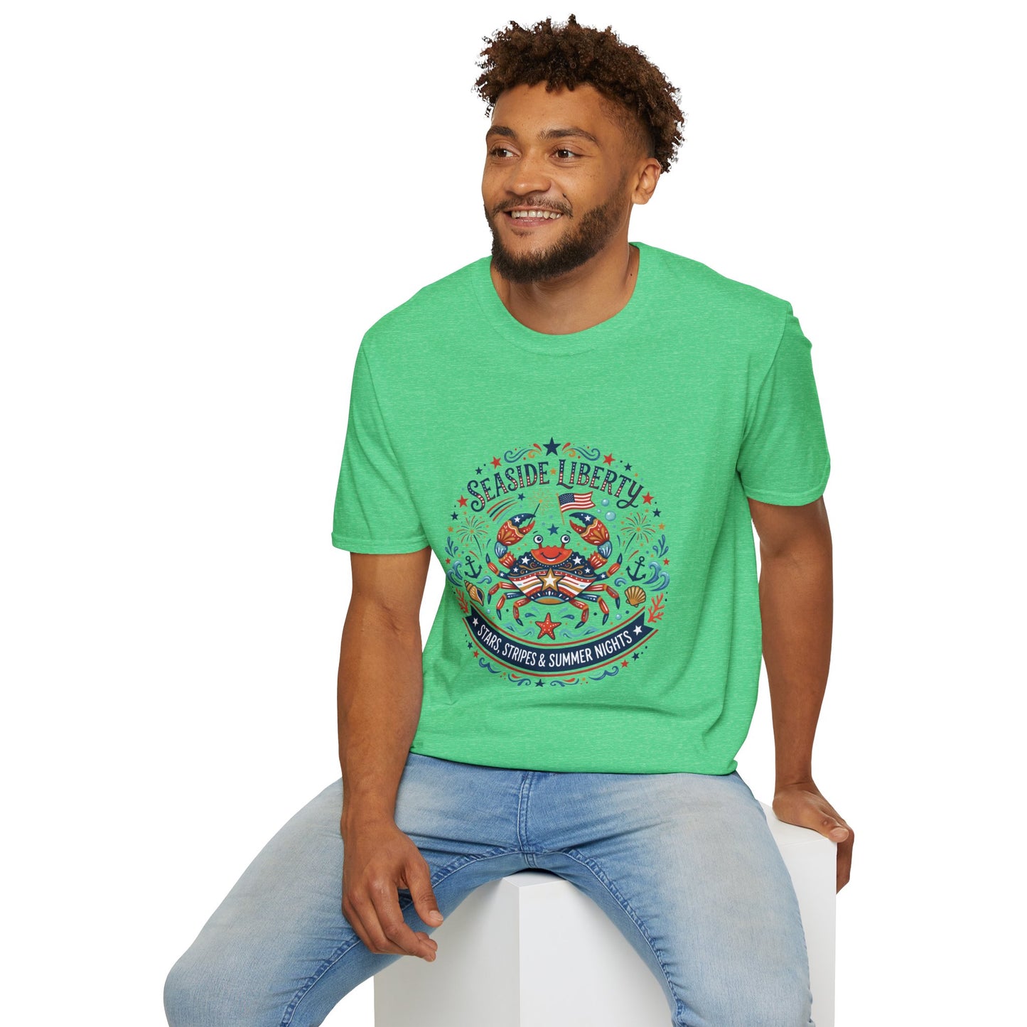 Seaside Liberty Crab T-Shirt — 4th of July Patriotic Summer Beach Tee