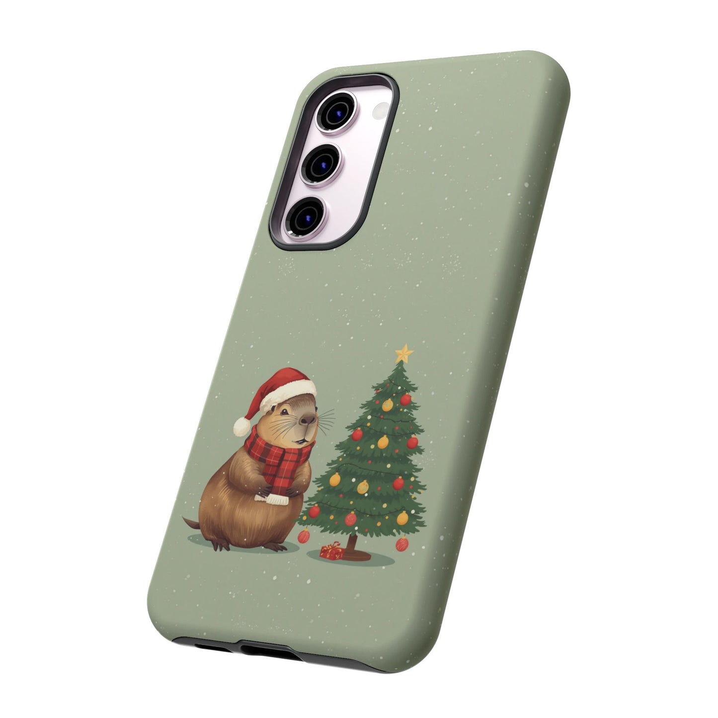 Christmas Phone Case with Capybara Design, Dual Layer Protective Case for Iphone 17, 16, 15, 14, 13 & Samsung