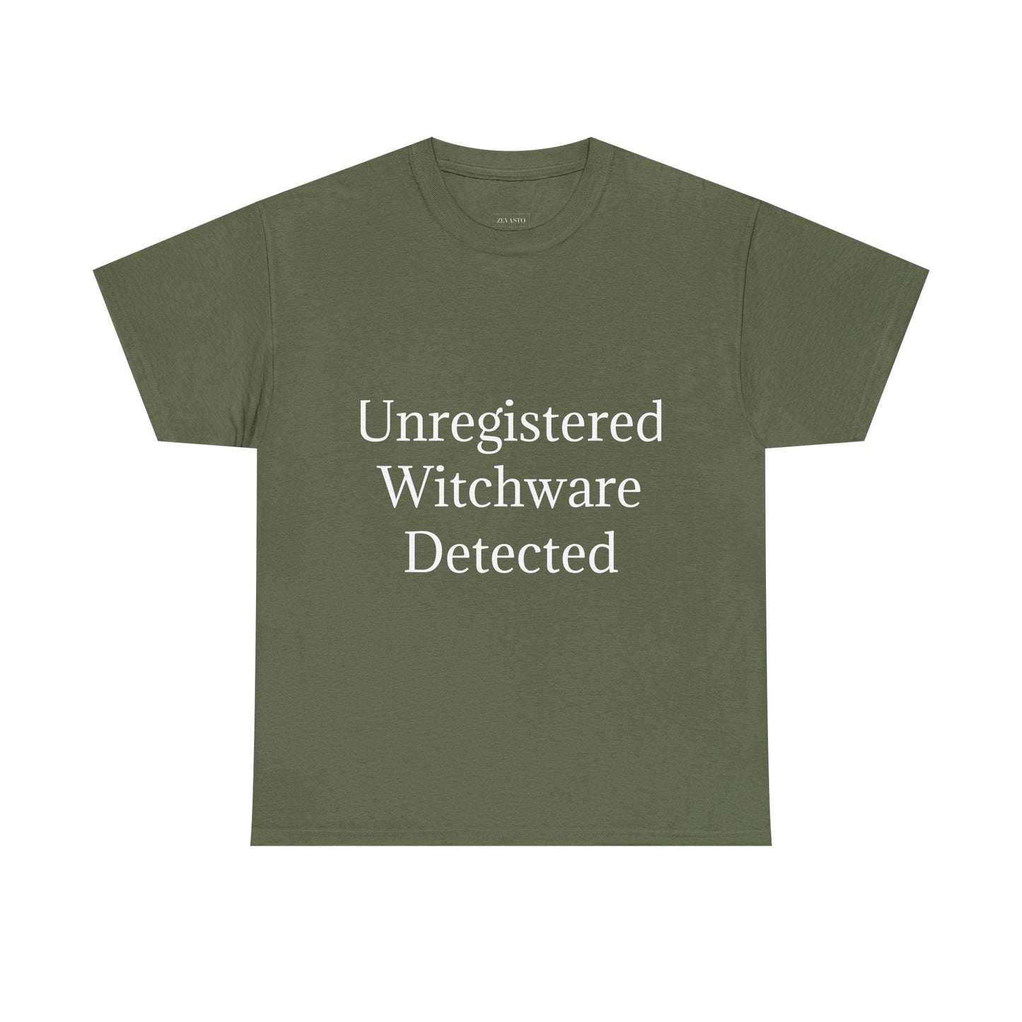 Unisex Heavy Cotton Tee - Unregistered Witchware Detected, Witchy Apparel, Halloween Tee