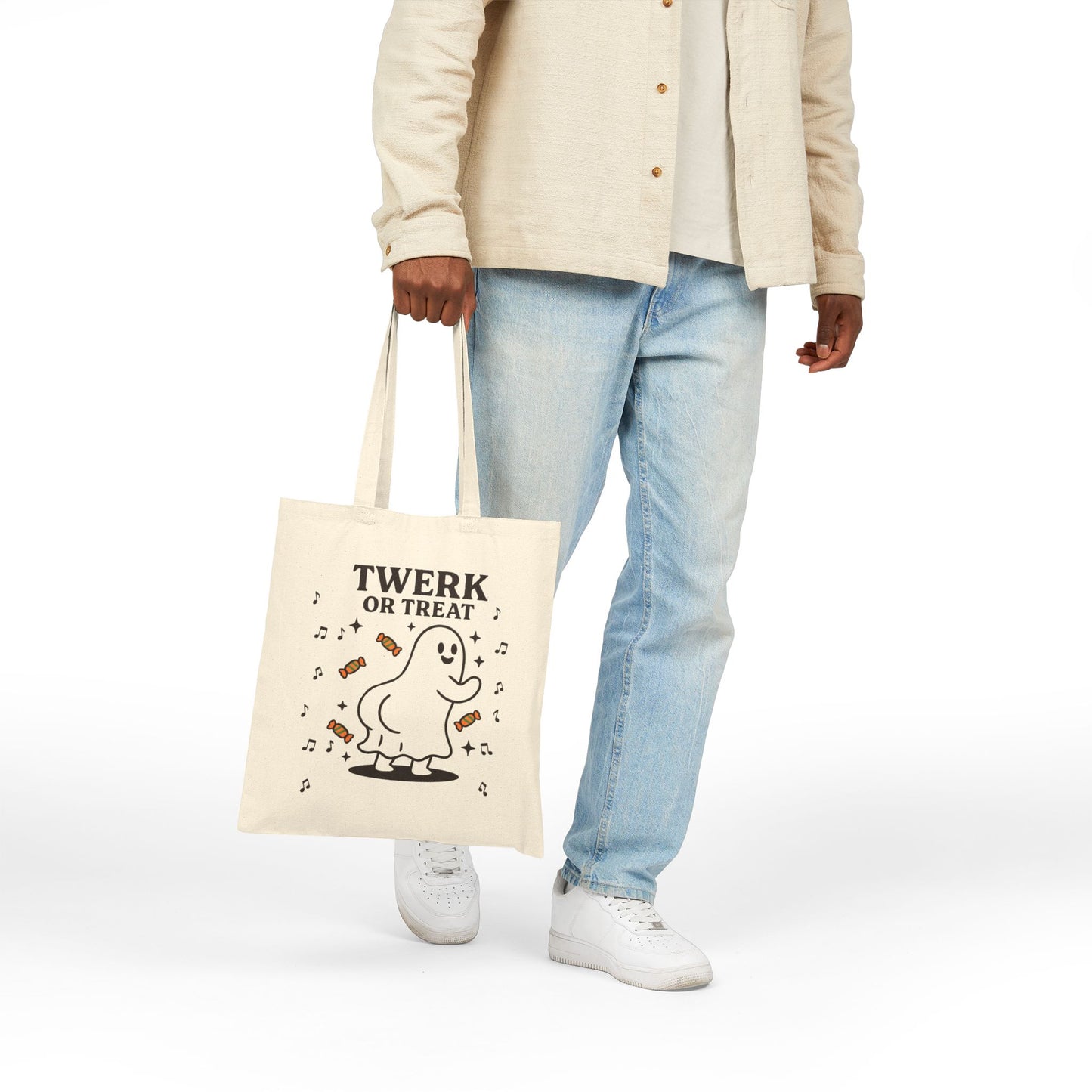 Funny Halloween Cotton Canvas Tote Bag - Twerk or Treat, Gift Bag
