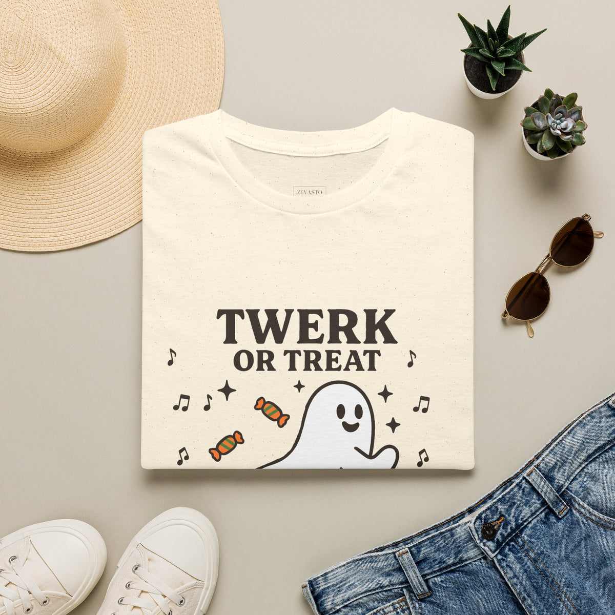 Whimsical Halloween T-Shirt for Adults, Fun Ghost Tee, Twerk or Treat Shirt, Unisex Costume Top, Spooky Celebration Apparel