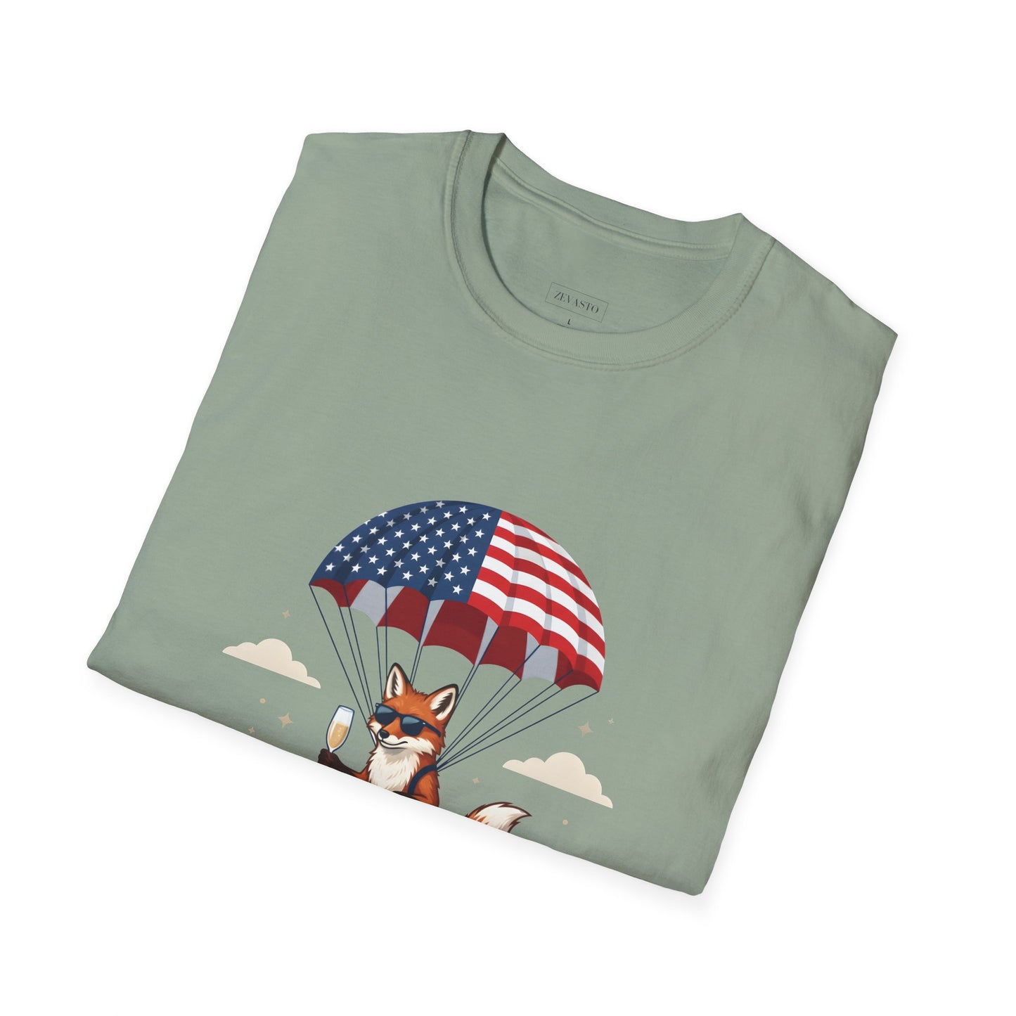 Patriotic Fox Parachute T-Shirt — "Celebrating 250 Years" Anniversary Tee