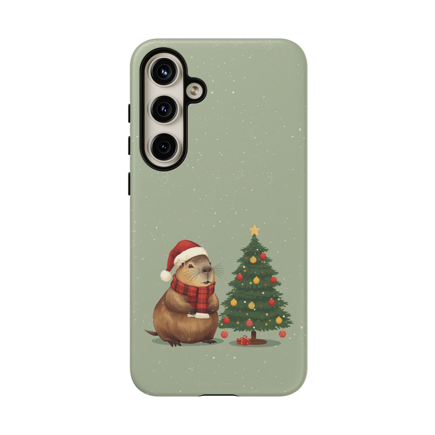 Christmas Phone Case with Capybara Design, Dual Layer Protective Case for Iphone 17, 16, 15, 14, 13 & Samsung