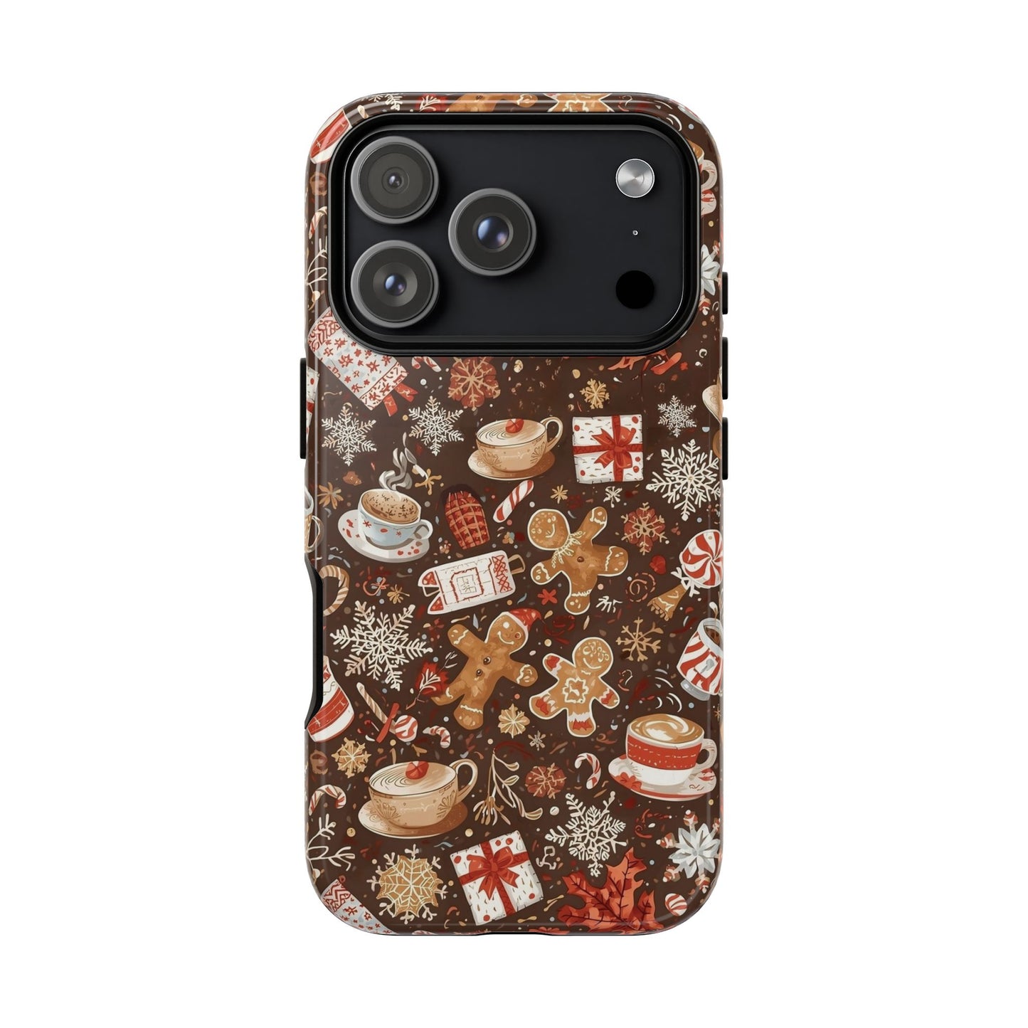 Christmas Phone Case, Festive Holiday Phone Case with Gingerbread and Cocoa Design for Iphone 17, 16, 15, 14, 13, 12, 11 & Samsung