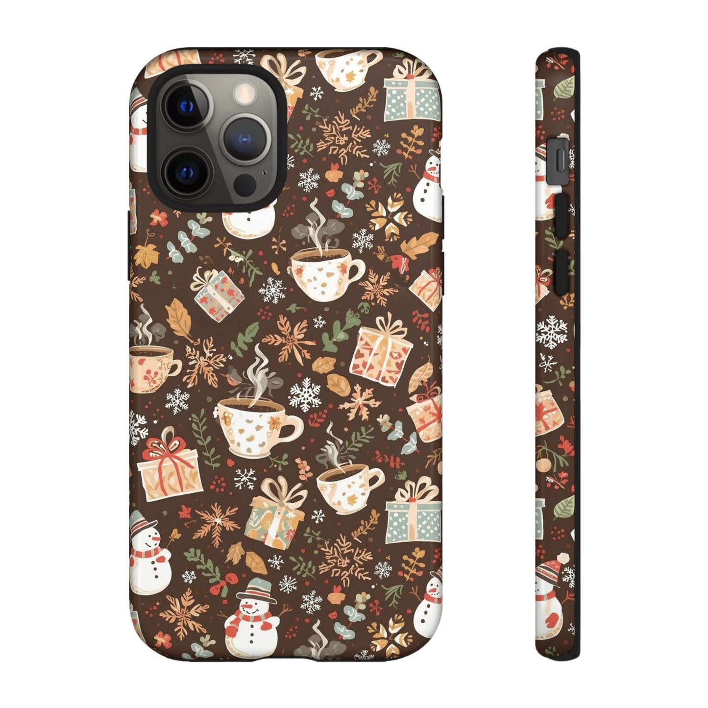 Christmas Phone Case, Winter Holiday Phone Case with Snowmen and Gifts Design for Iphone 17, 16, 15, 14, 13, 12, 11 & Samsung